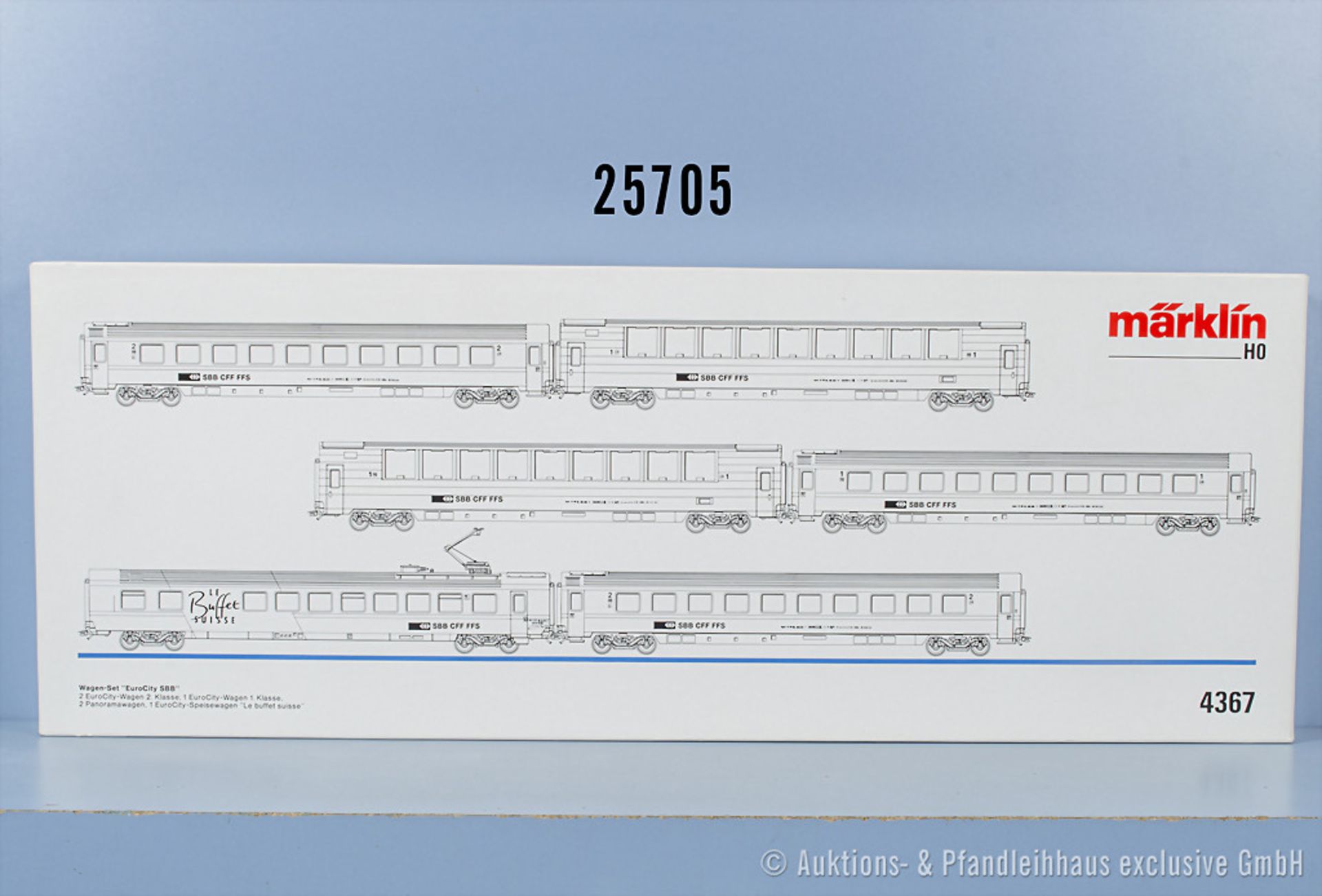 Märklin H0 4367 Wagenset "Euro City SBB", Z 0-1, in OVP, Inlet ...