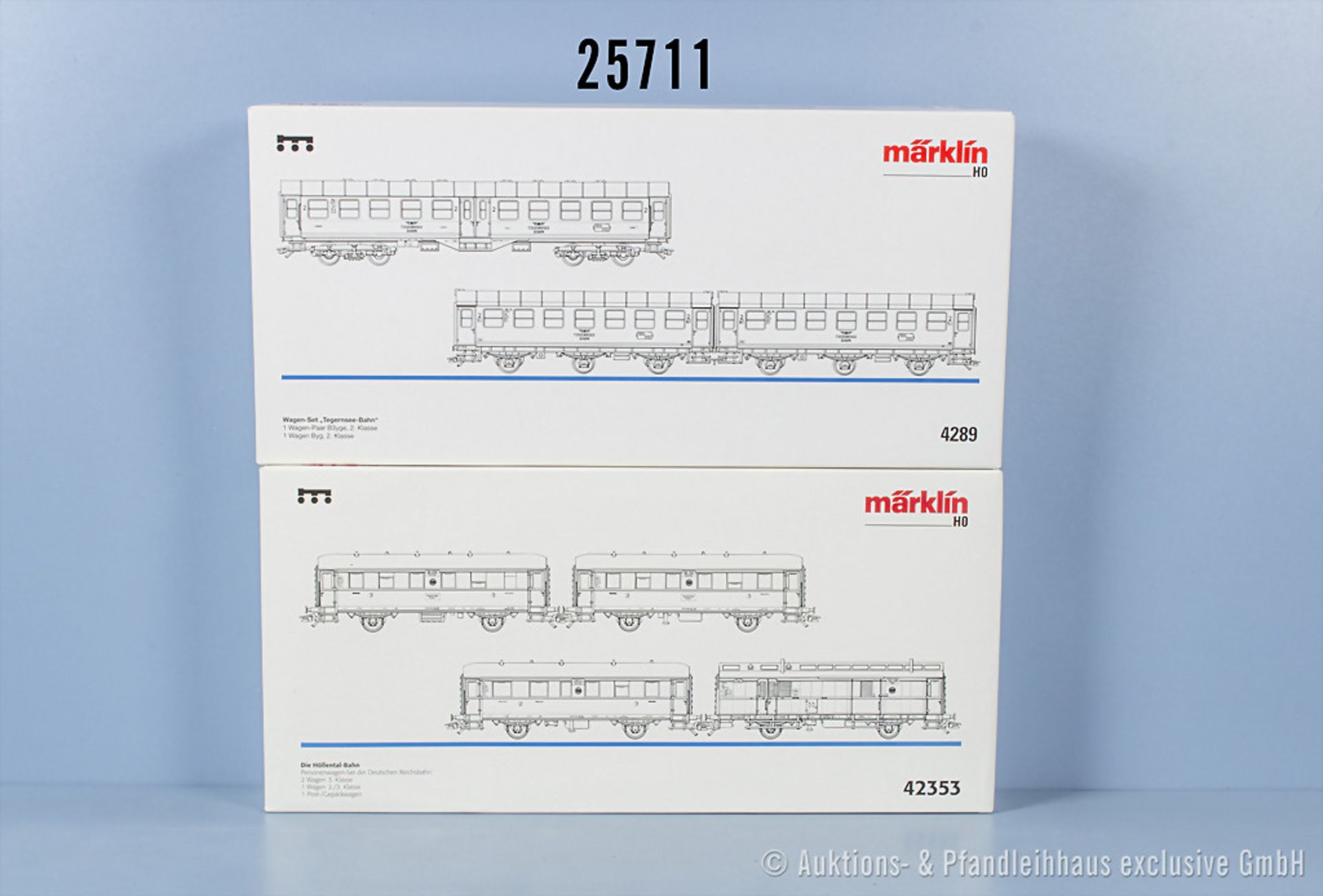 2 Märklin H0 Wagensets, dabei 4289 "Tegernsee" und 42353 "Höllental", Z 0-1, in ...