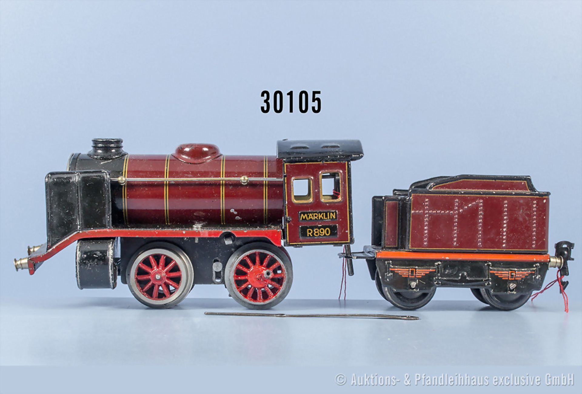 Märklin Spur 0 R 890 Schlepptenderlok für Uhrwerkbetrieb, Z 1-2, mit Lackfehlern, Räder ...