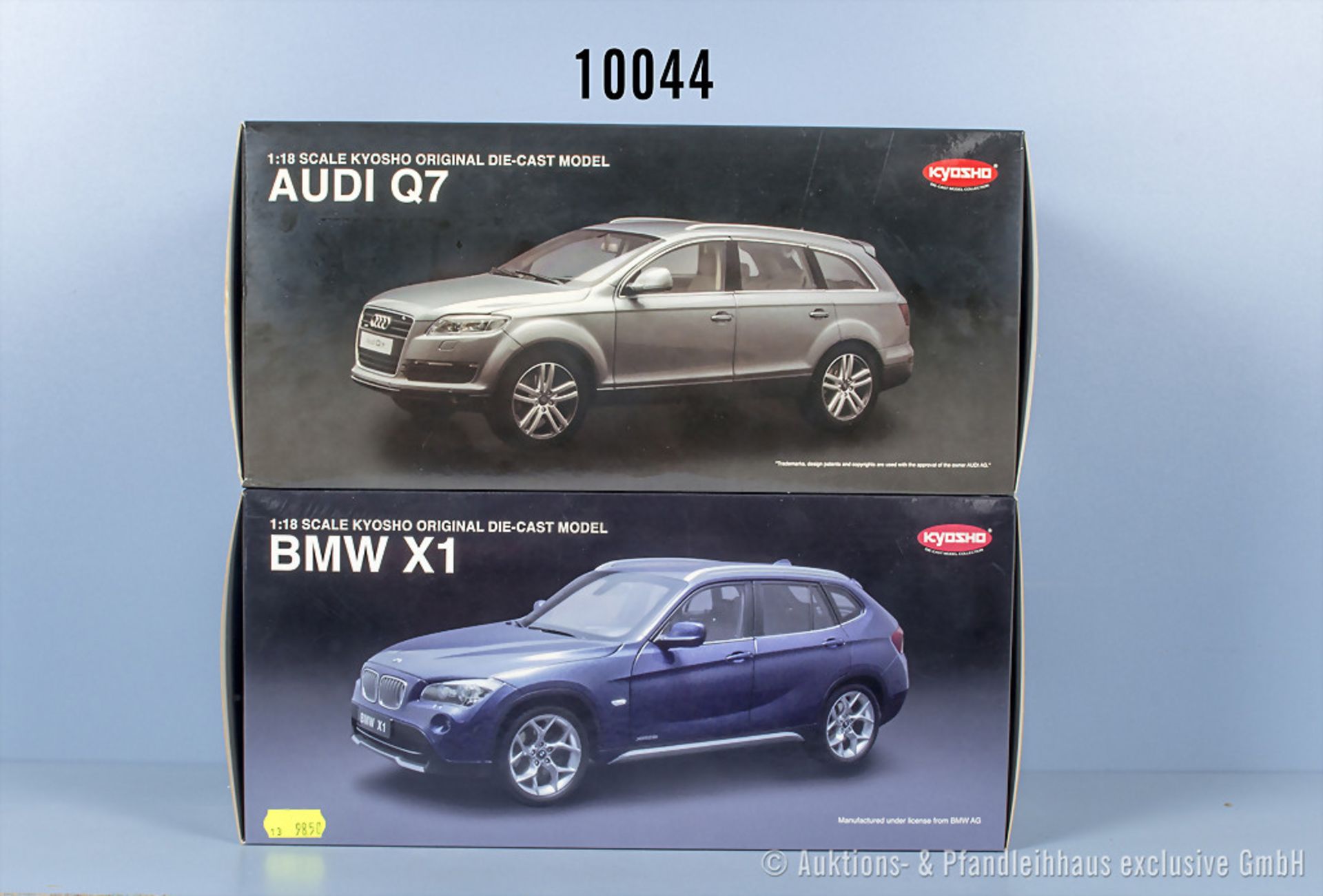 2 Kyosho BMW Modellfahrzeuge, BMW X1 und Audi Q7, Metall, 1:18, Z 0, ...