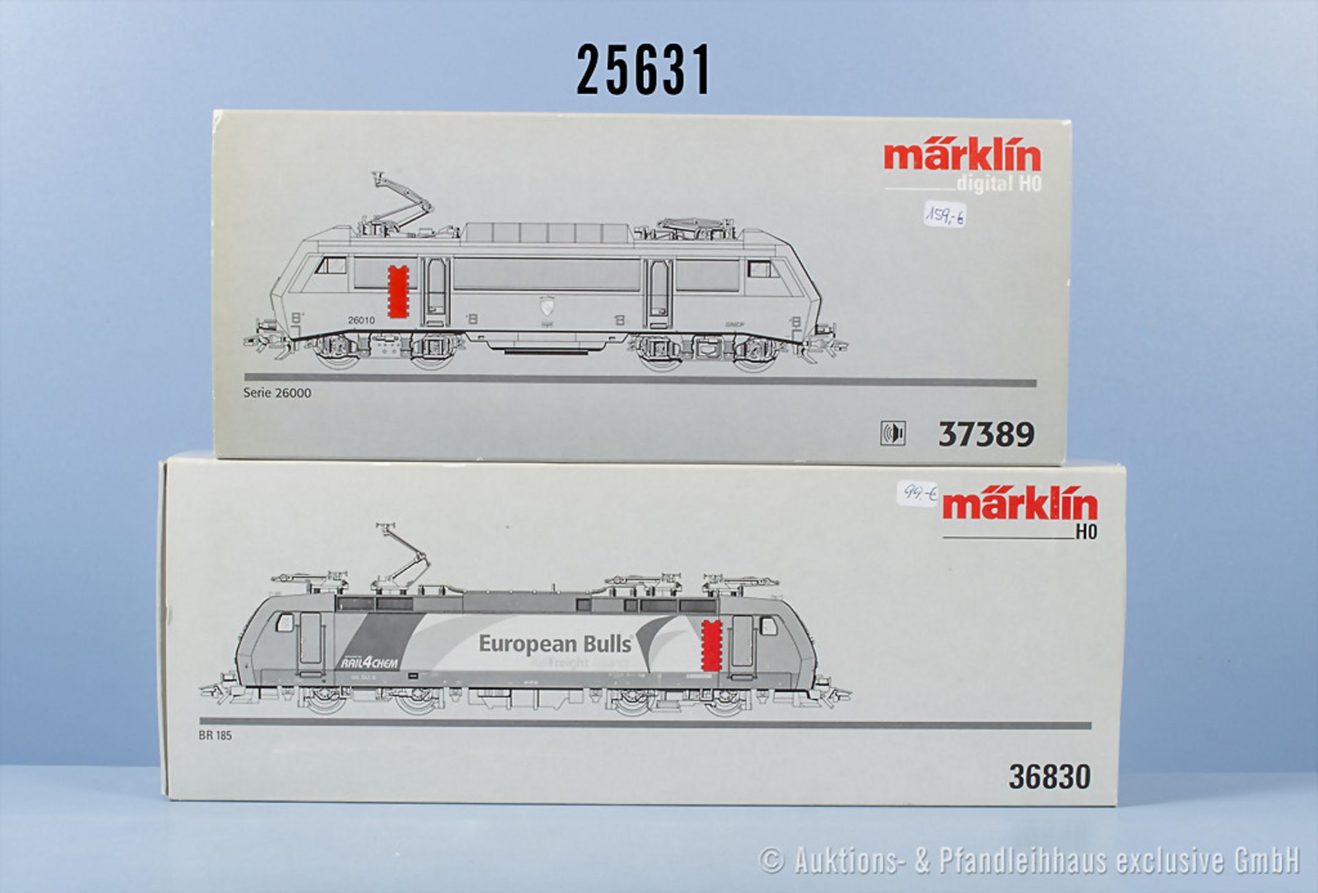 2 Märklin digital H0 Lokomotiven, dabei 36830 E-Lok der Rail4Chem, BN 185 542-8 und ...