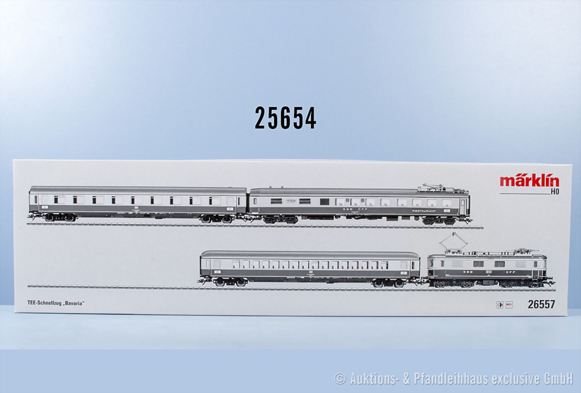 Märklin mfx digital H0 26557 TEE Zugset Bavaria, mit E-Lok der SBB, BN 10033 und 3 ...