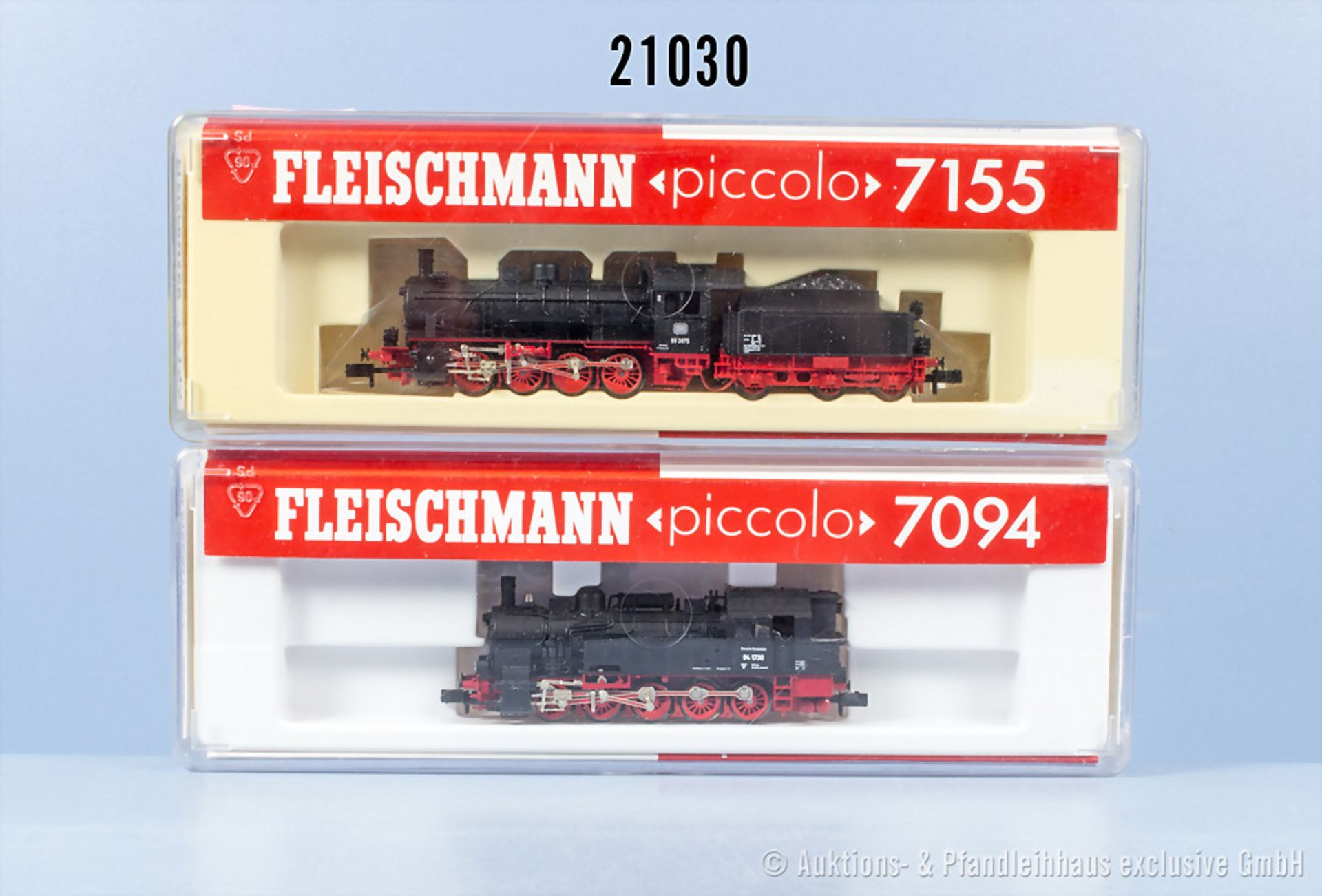 2 Fleischmann Spur N Lokomotiven, dabei 7094 Tenderlok der DB, BN 94 1730 und 7155 ...