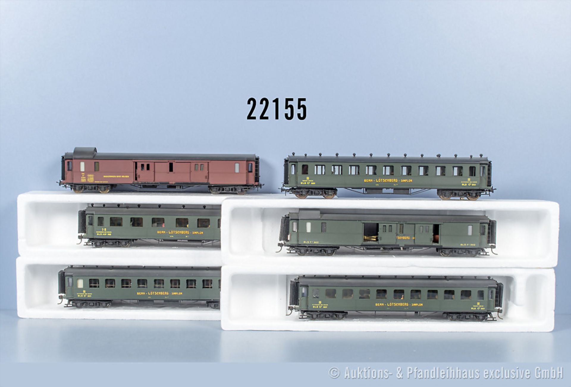 6 Metropolitan H0 D-Zug Wagen, dabei 4 Personenwagen und 1 Gepäckwagen der BLS und 1 ...