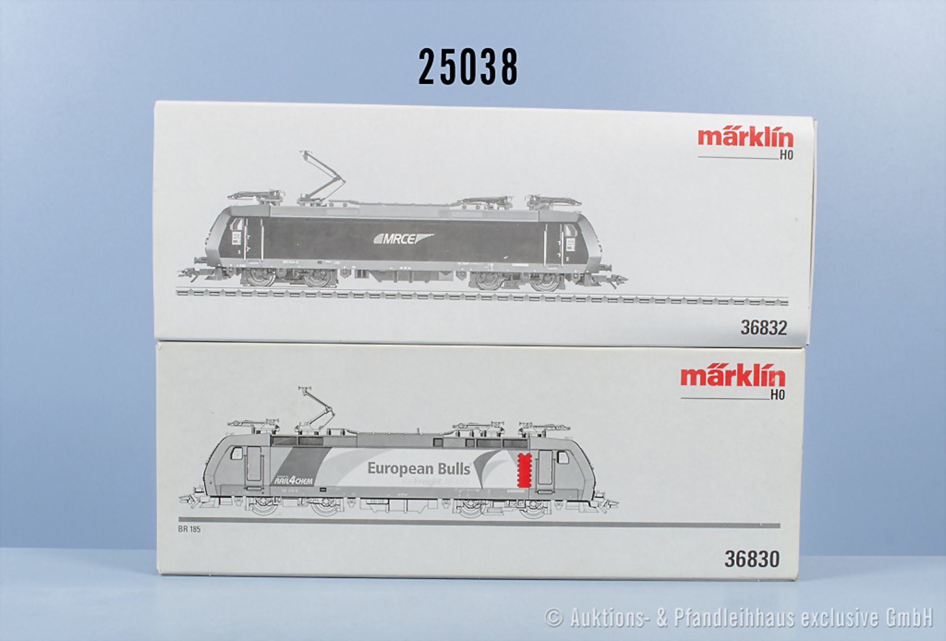 2 Märklin digital H0 Lokomotiven, dabei 36830 Typ 1 E-Lok der Rail 4 Chem, BN 185 542-8 ...