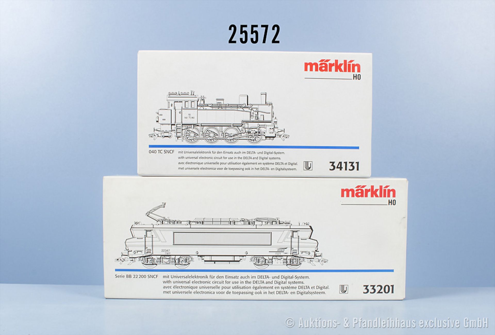 2 Märklin Delta digital H0 Lokomotiven, dabei 33201 E-Lok der SNCF, BN 22347 und 34131 ...