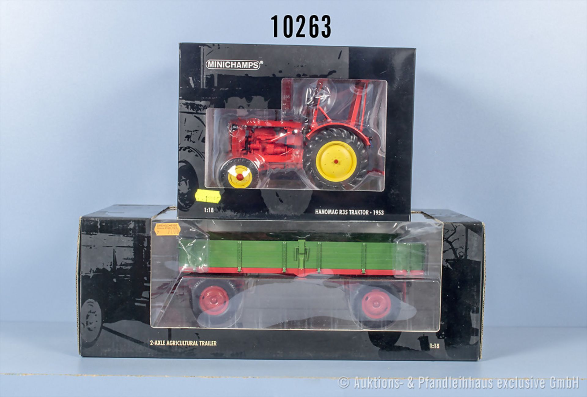 2 Minichamps Modelle, Nr. 109 153071 Hanomag R35 Traktor 1953 und Nr. 109 905020 2-axle ...