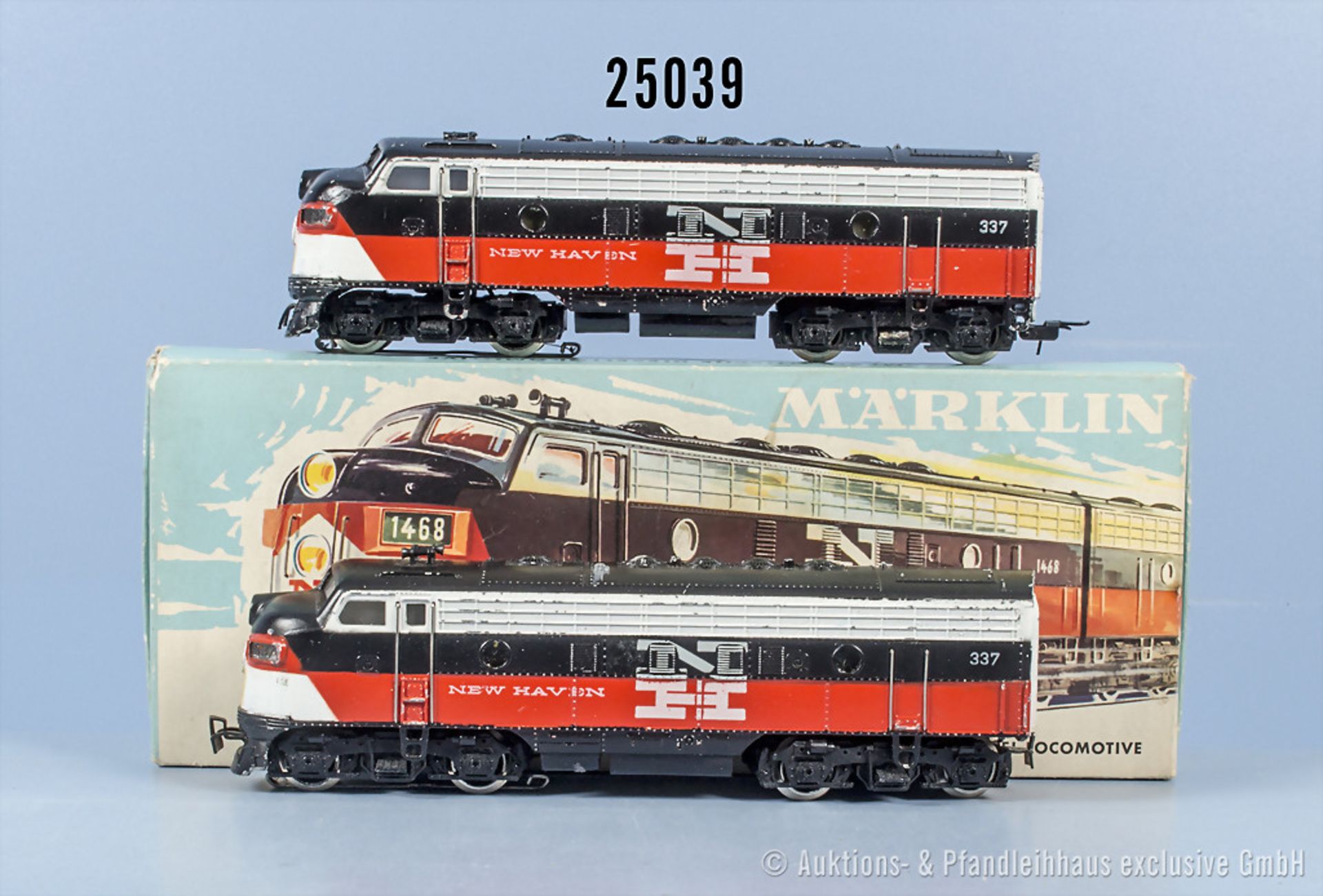 Märklin H0, dabei 3062 Typ 1 Diesellok der New Haven, BN 337, mit Antrieb und 4062 Typ 1 ...