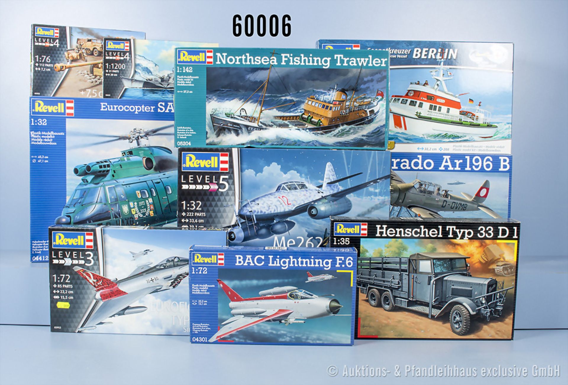 10 Revell Modellbausätze dabei 04995 Me 262 Nightfighter, 04412SA330 J "Puma", 05211 ...