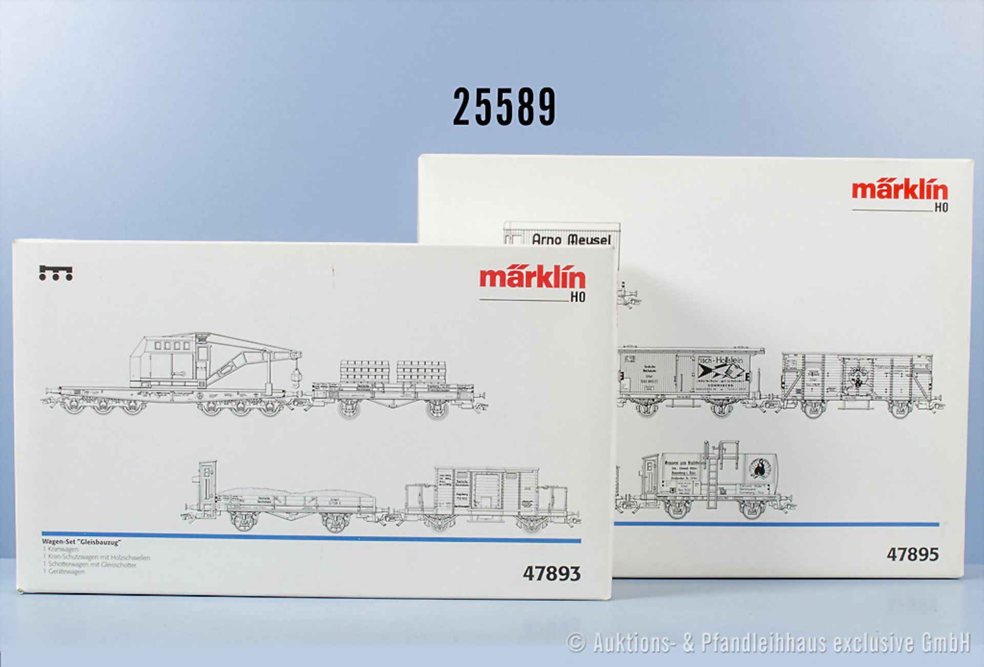 2 Märklin H0 Wagensets, dabei 47893 Gleisbauzug und 47895 "650 Jahre Sonneberg", Z 0-1, ...