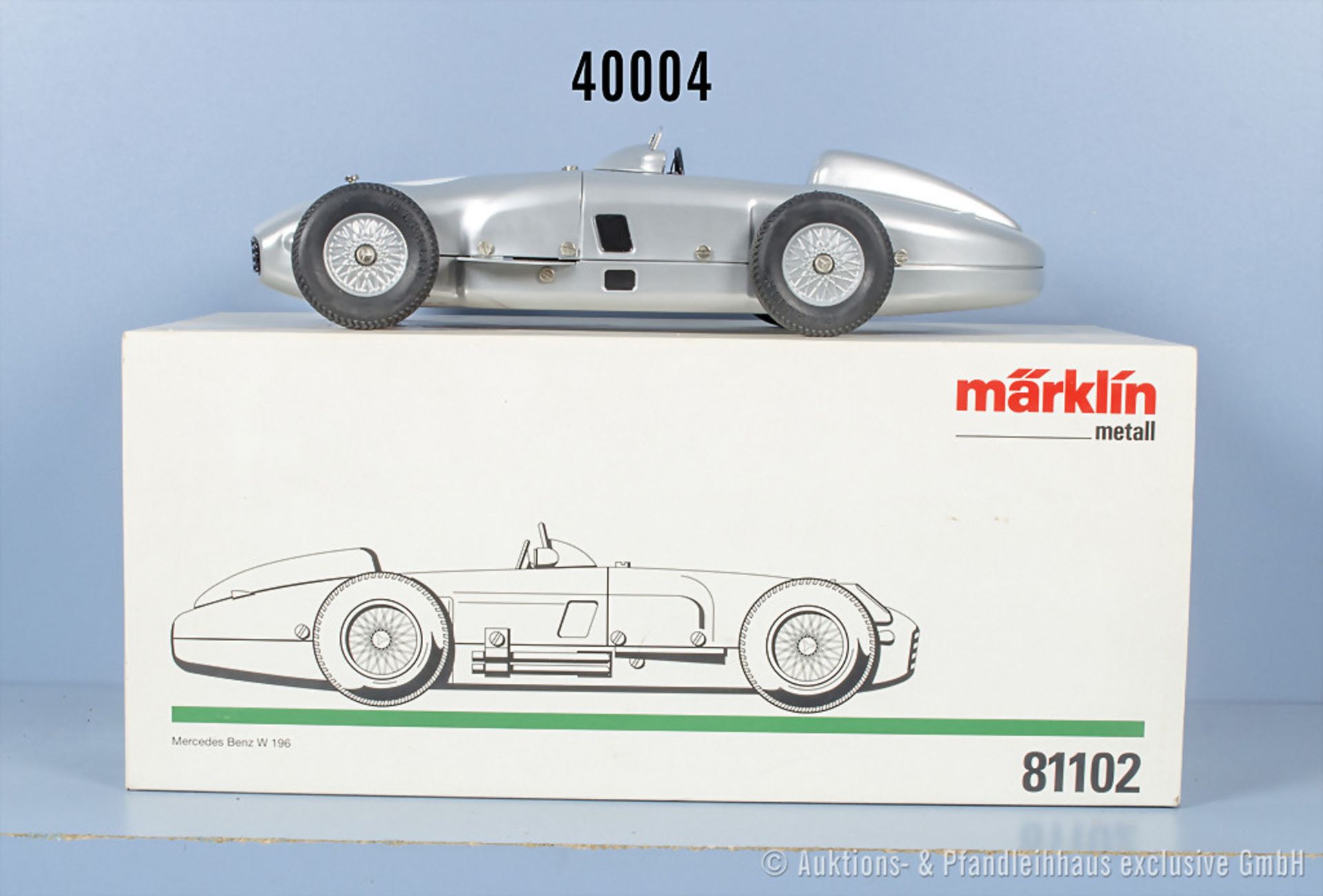 Märklin 1947 Rennwagen, Mercedes Benz W 196 Silberpfeil, 90 Jahre Vedes, Signet Hans ...