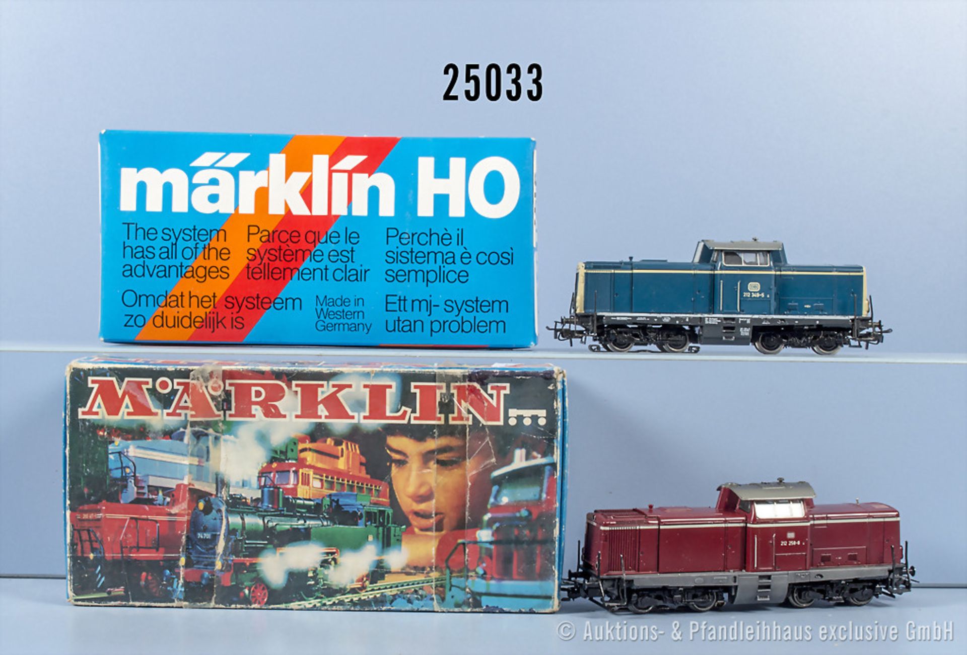 2 Märklin H0 Lokomotiven, dabei 3072 Diesellok der DB, BN 212 258-8 und 3147 Diesellok ...