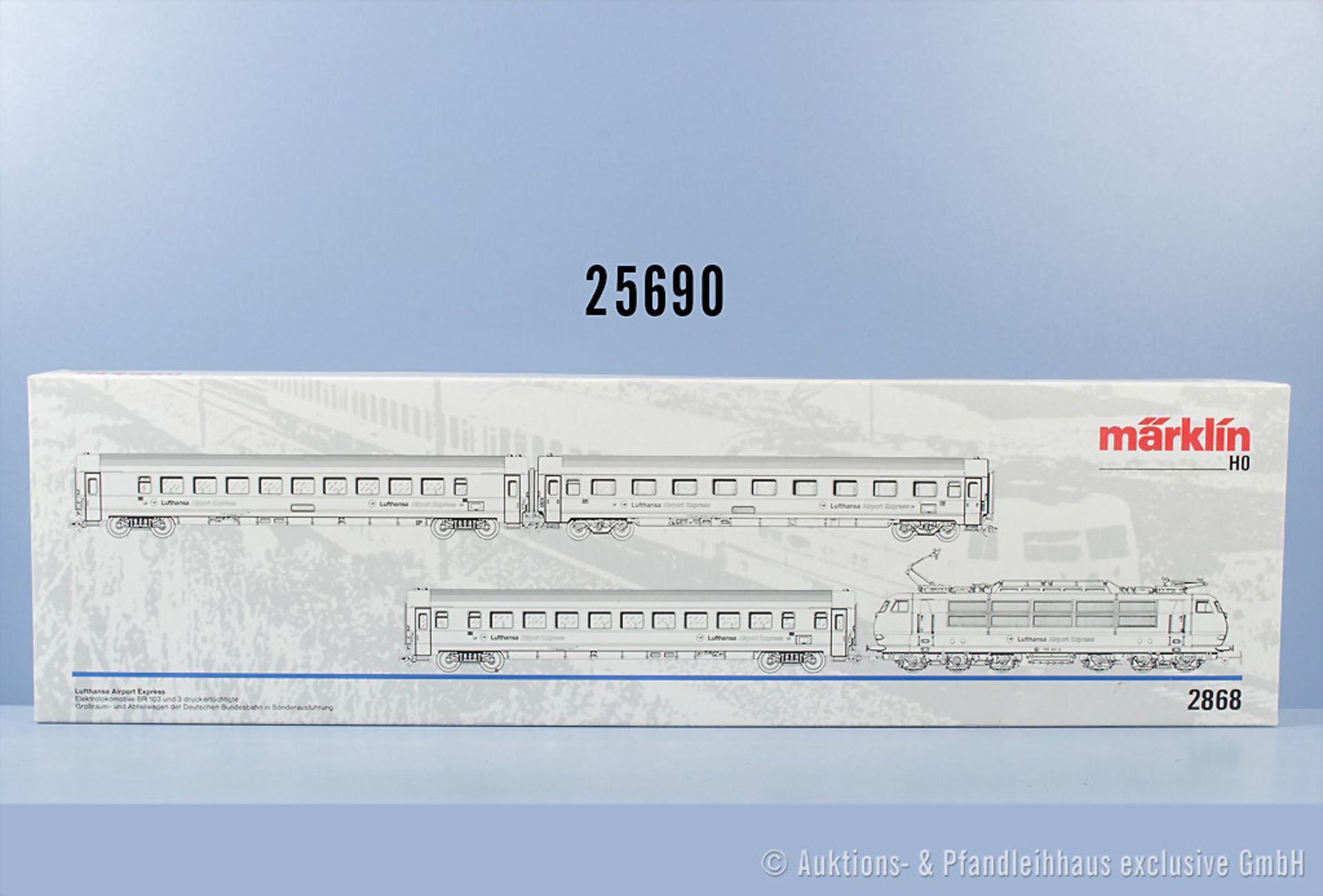 Märklin H0 2868 Zugset Lufthansa Airport Express, dabei E-Lok der DB, BN 103 101-2 und 3 ...