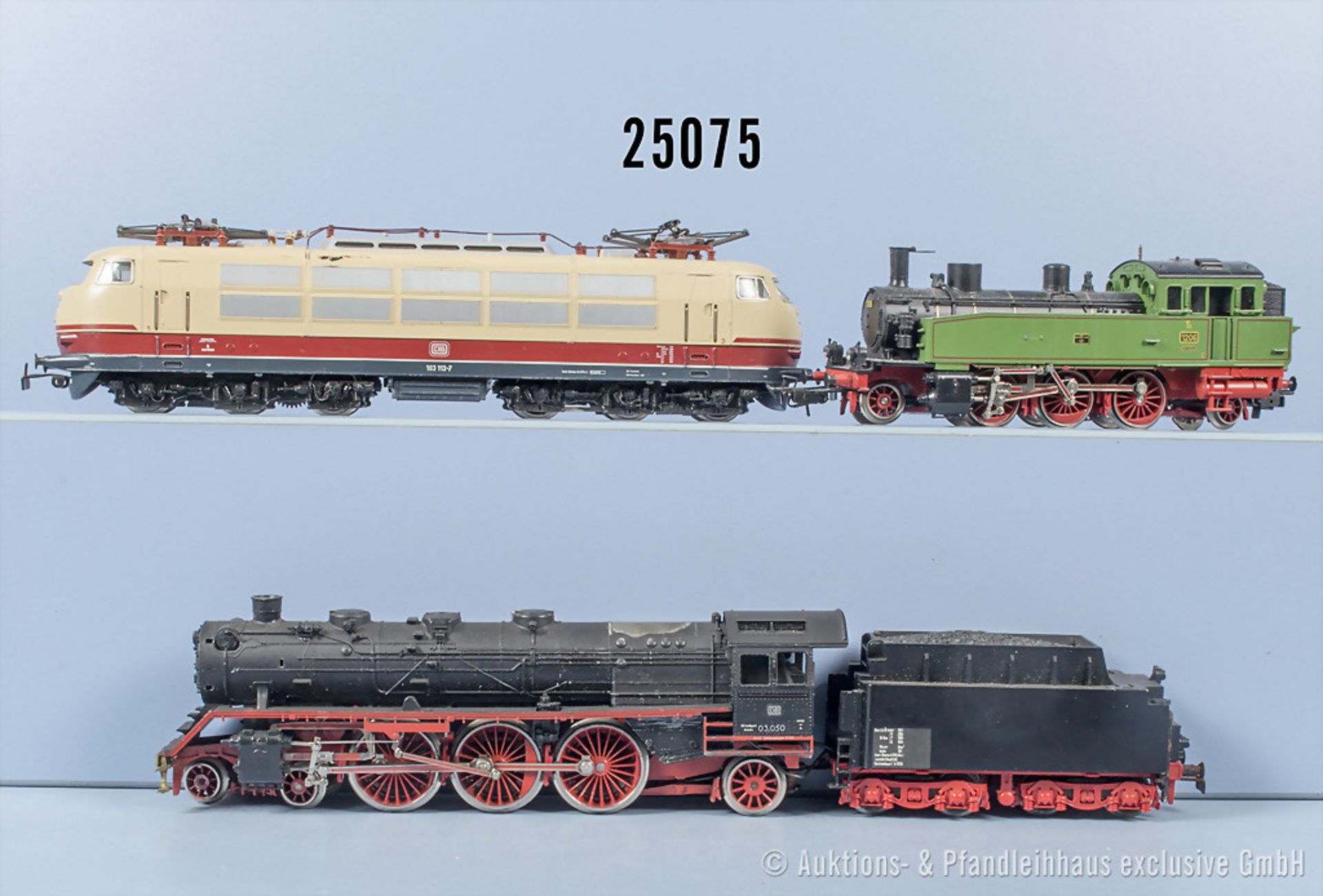 3 Märklin Hamo H0 Lokomotiven, dabei Schlepptenderlok der DB, BN 03 050, Tenderlok der ...