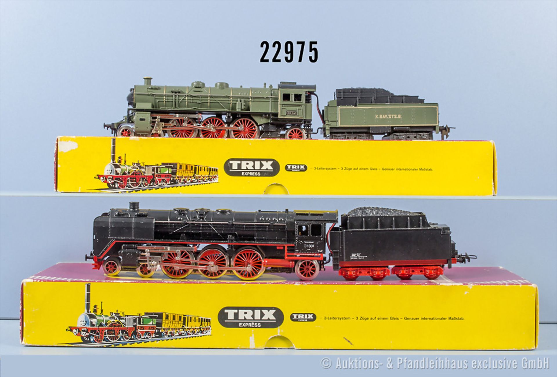 2 Trix express H0 Lokomotiven, dabei 22006 Schlepptenderlok der K.Bay.Sts.B., BN 3634 ...