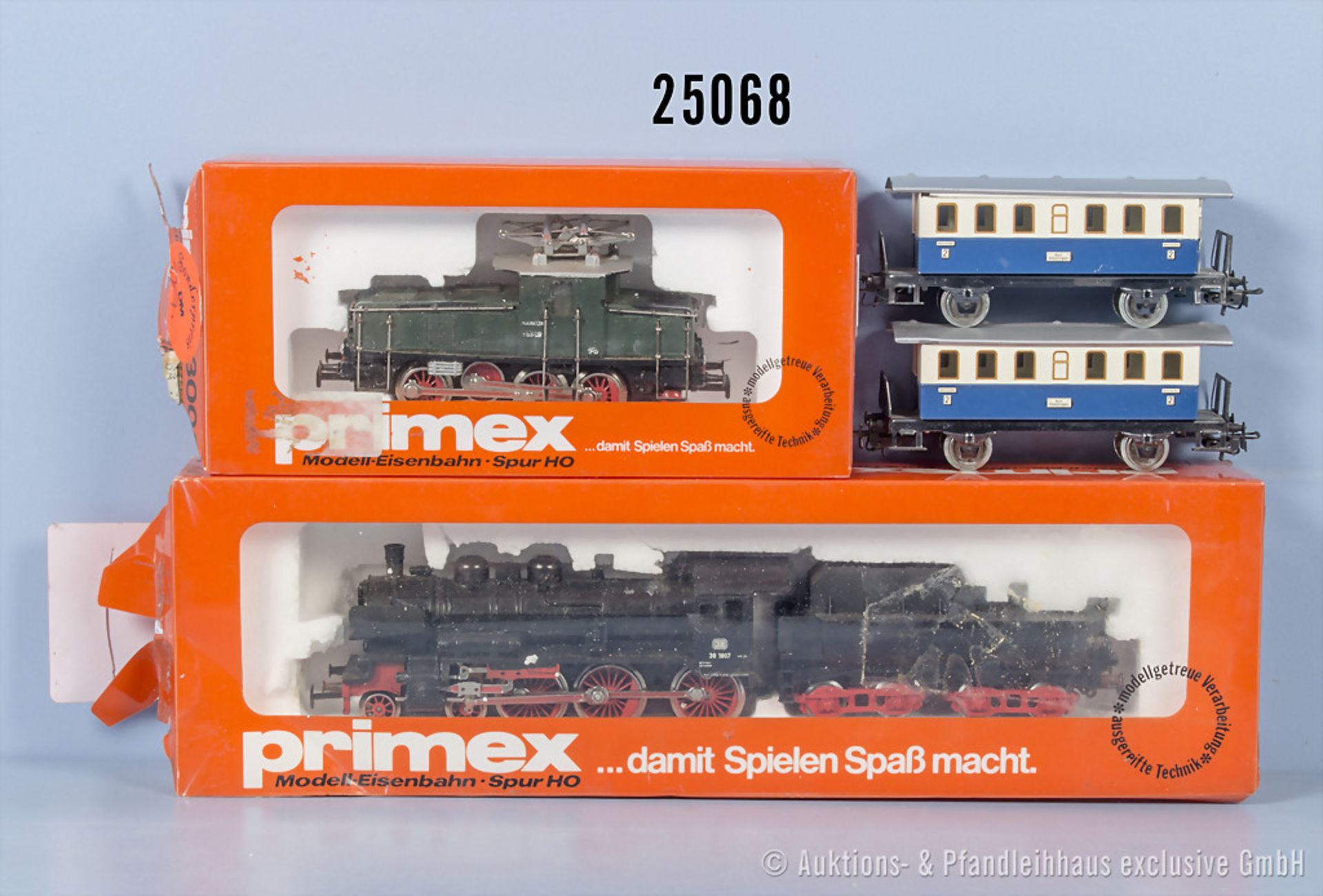 Primex H0, dabei 3002 E-Lok der DB mit großen Lackfehlern, BN E 6302, 3010 ...