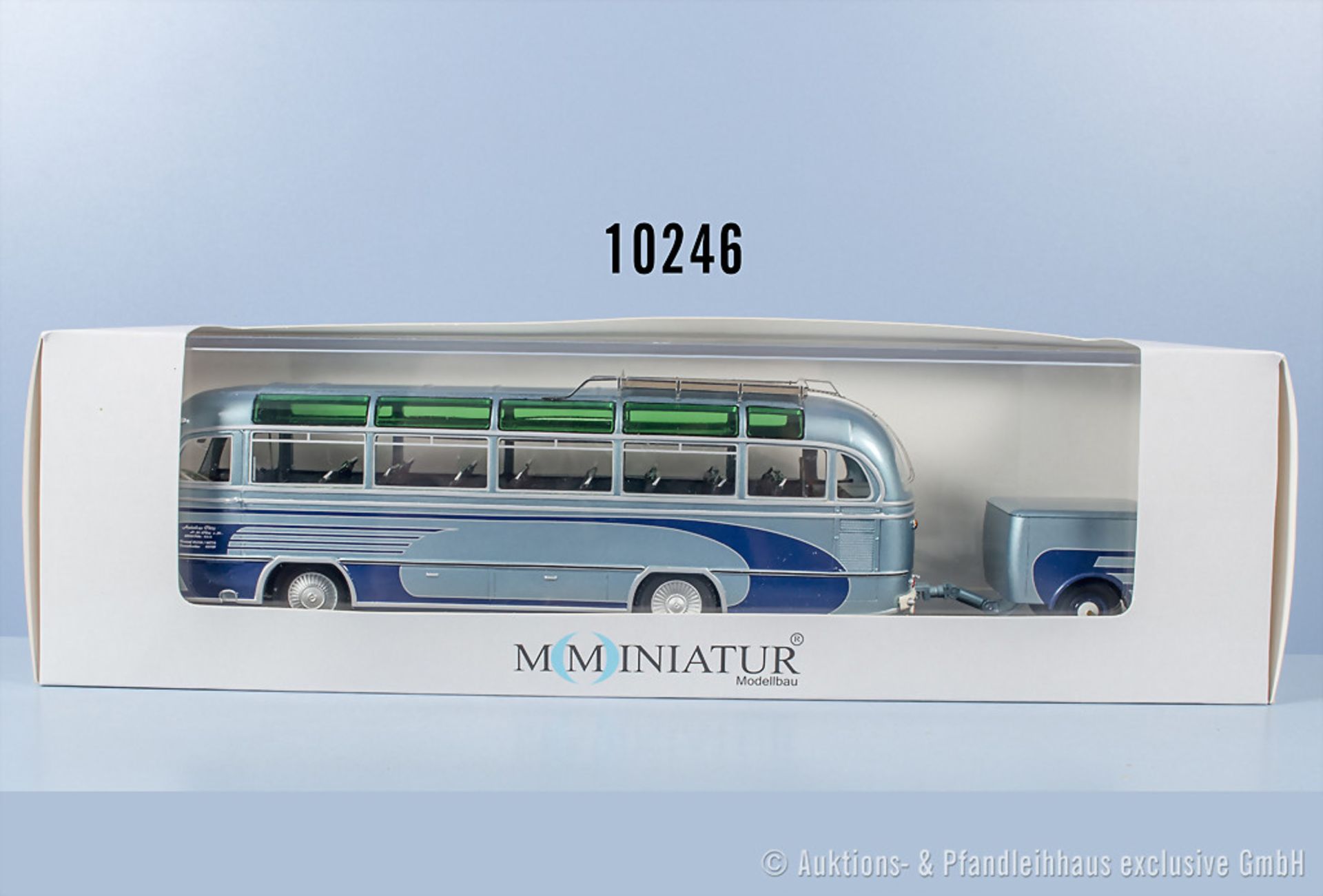Mo Miniatur Mercedes O 321 H Bus mit Anhänger, 1:32, Z 0, ...