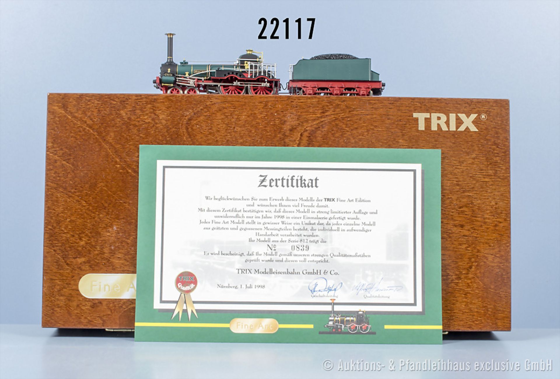 Trix Fine Art Schlepptenderlok Aufschrift "Drache" mit Zertifikat hier Nr. 839, Z 0-1, ...