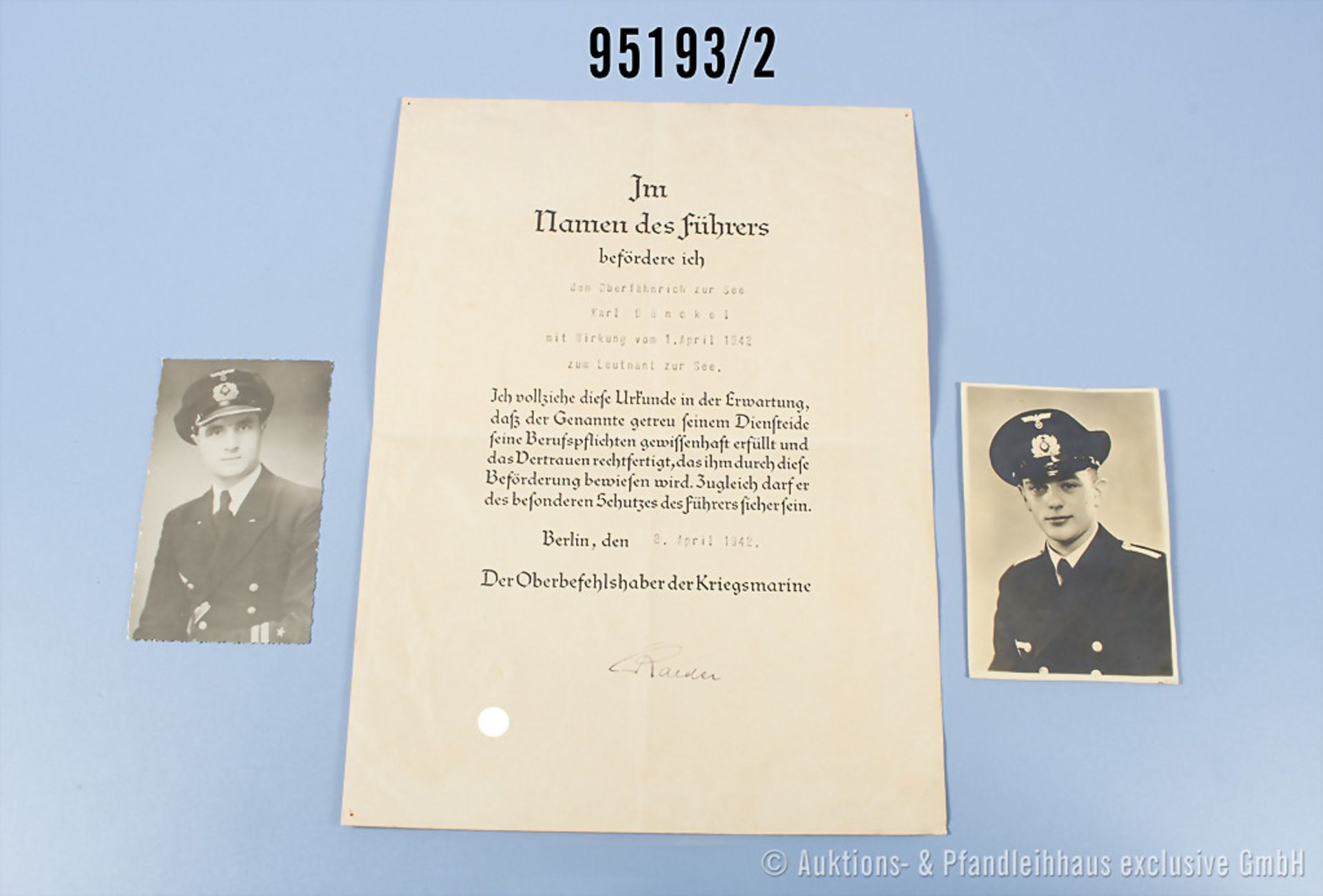 Nachlass des U-Boot Offiziers Karl Dünckel, Veteran der U-427, U-1005 und zuletzt als 1. ... - Bild 2 aus 2