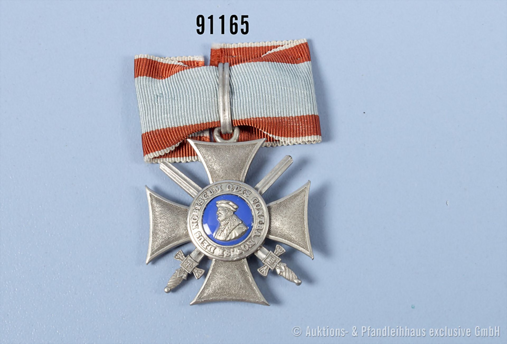 Hessen-Darmstadt Orden Philipps des Großmütigen, silbernes Kreuz mit Schwertern, guter ...