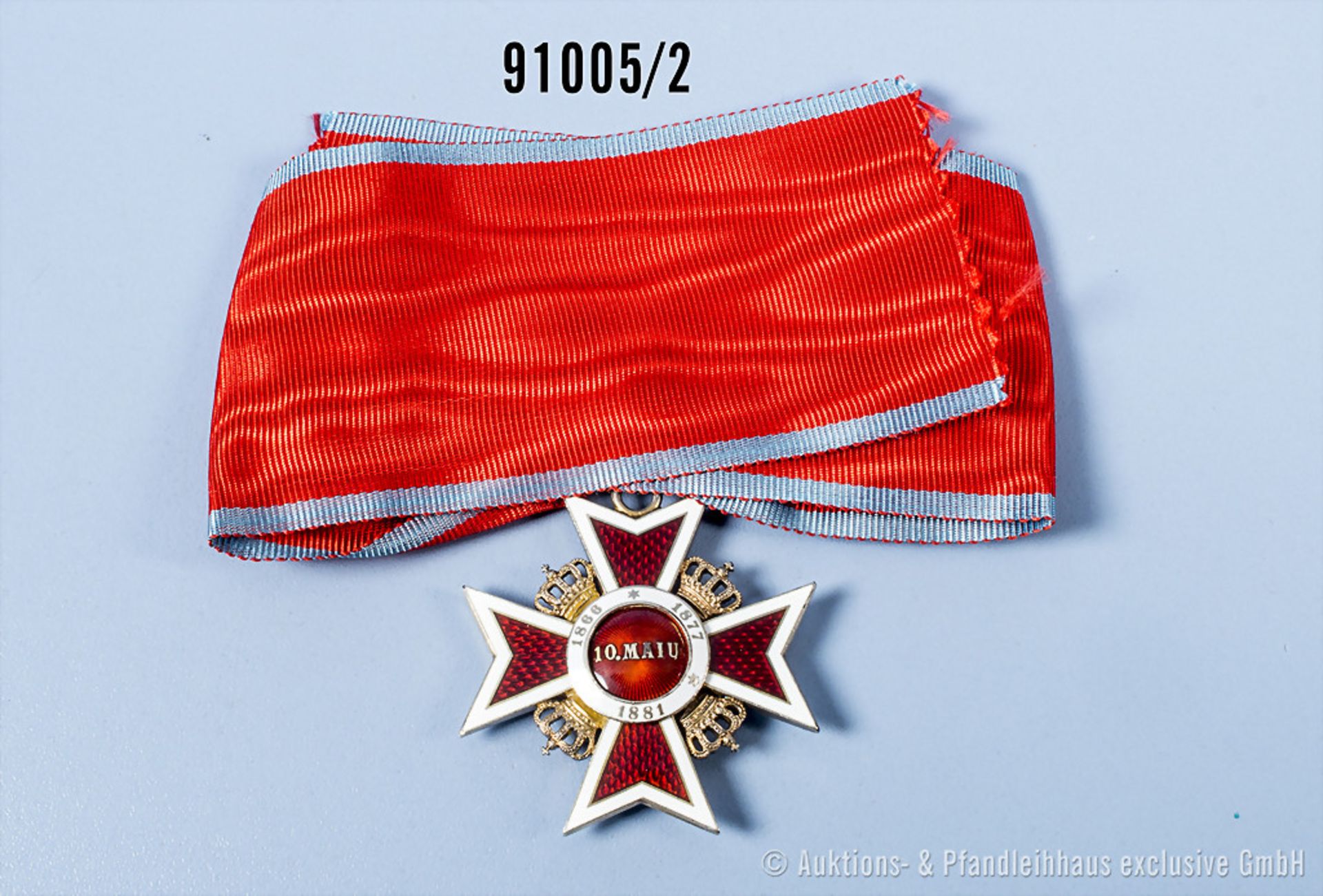Rumänien Orden der Krone von Rumänien, Kommandeurkreuz am nicht konfektionierten ... - Image 2 of 2