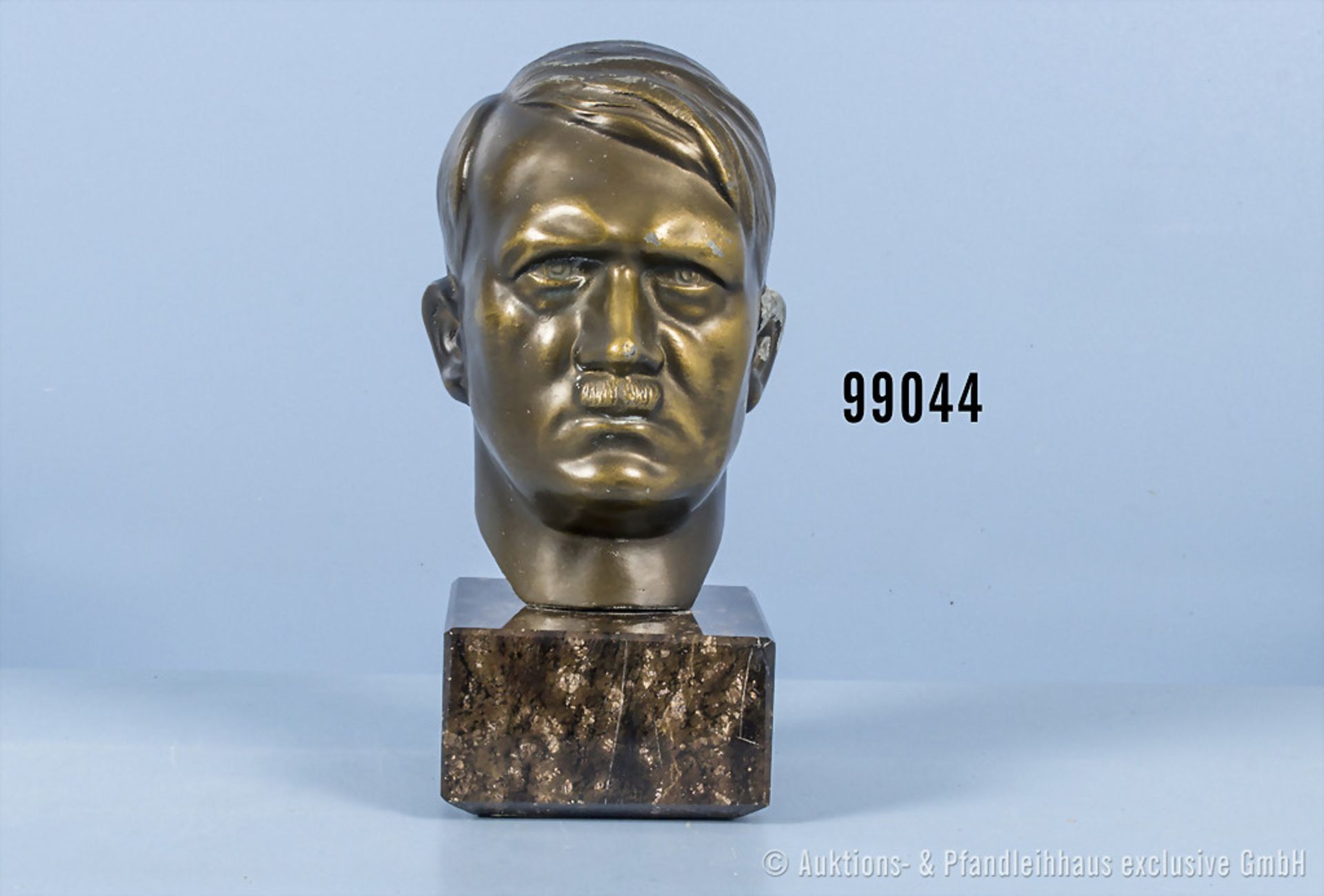 Adolf Hitler Kopf, bronzierte Zinkspritzgußausf. auf Marmorsockel, H ca. 16 cm, guter ...