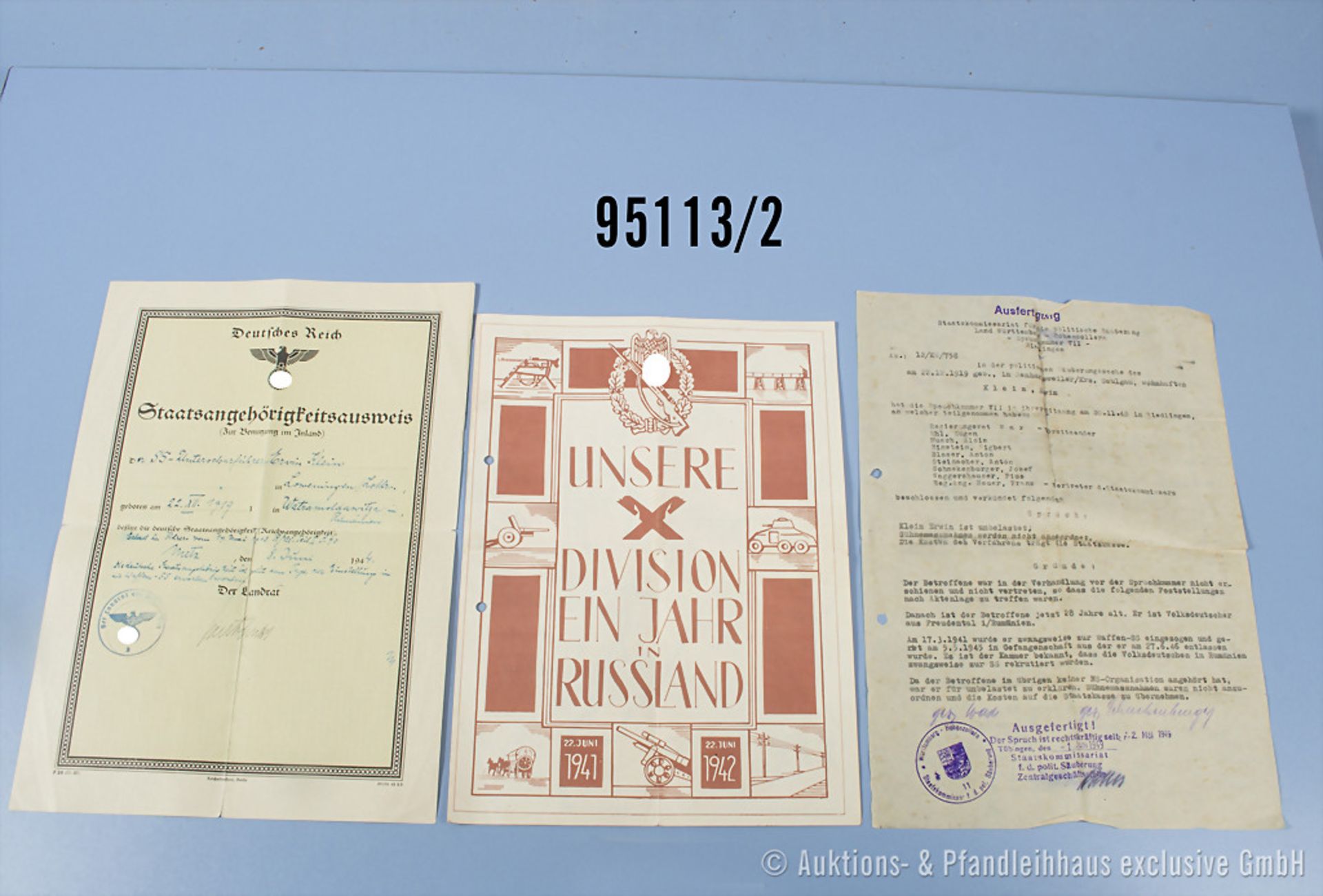 Konv. Ausweise und Dokumente 3. Reich/2. WK, u.a. 2 Inländer-Jahresjagdscheine, RAD ... - Bild 2 aus 2