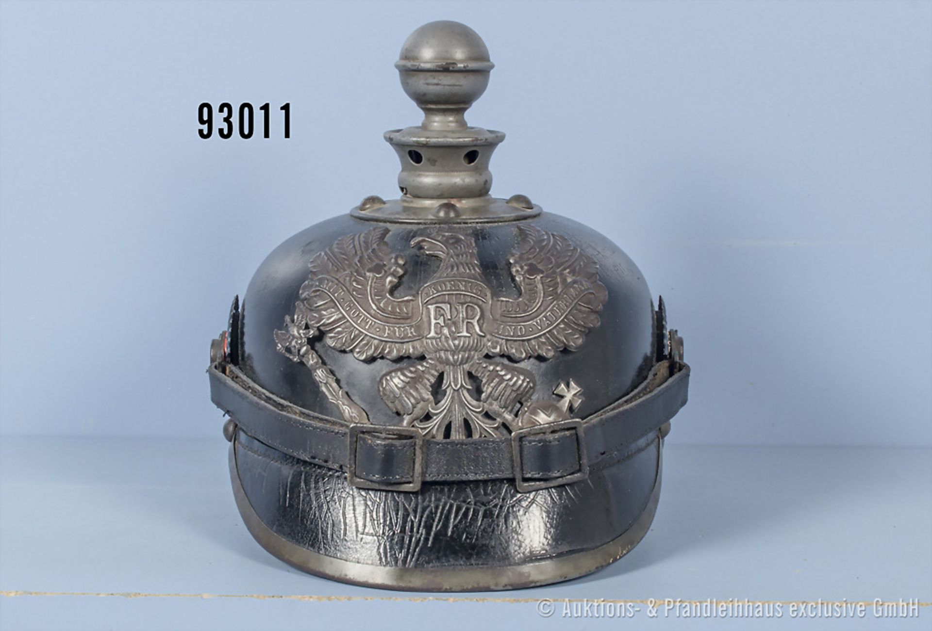 Preußen Pickelhaube 1. WK, für Mannschaften der Artillerie, komplett mit beiden ...