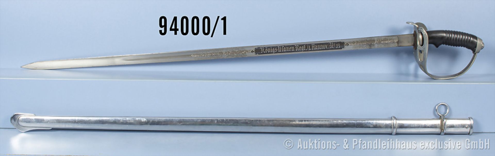Preußen Kavalleriedegen (KD 89), Hersteller "W & Co.", beidseitig verzierte Klinge ...