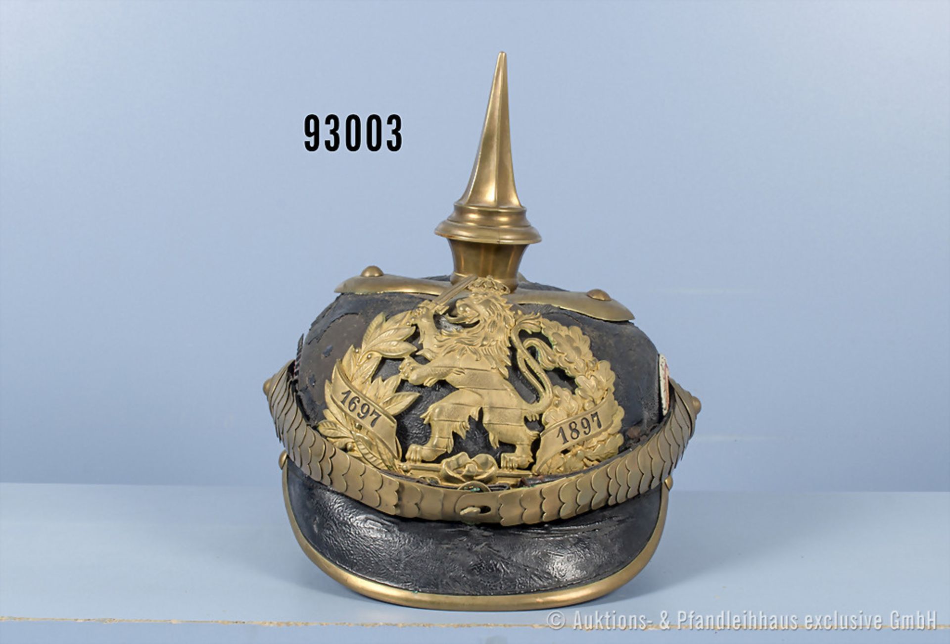 Hessen-Darmstadt Pickelhaube für Fähnriche/Feldwebel im Infanterie-Regiment Nr. 117 ...