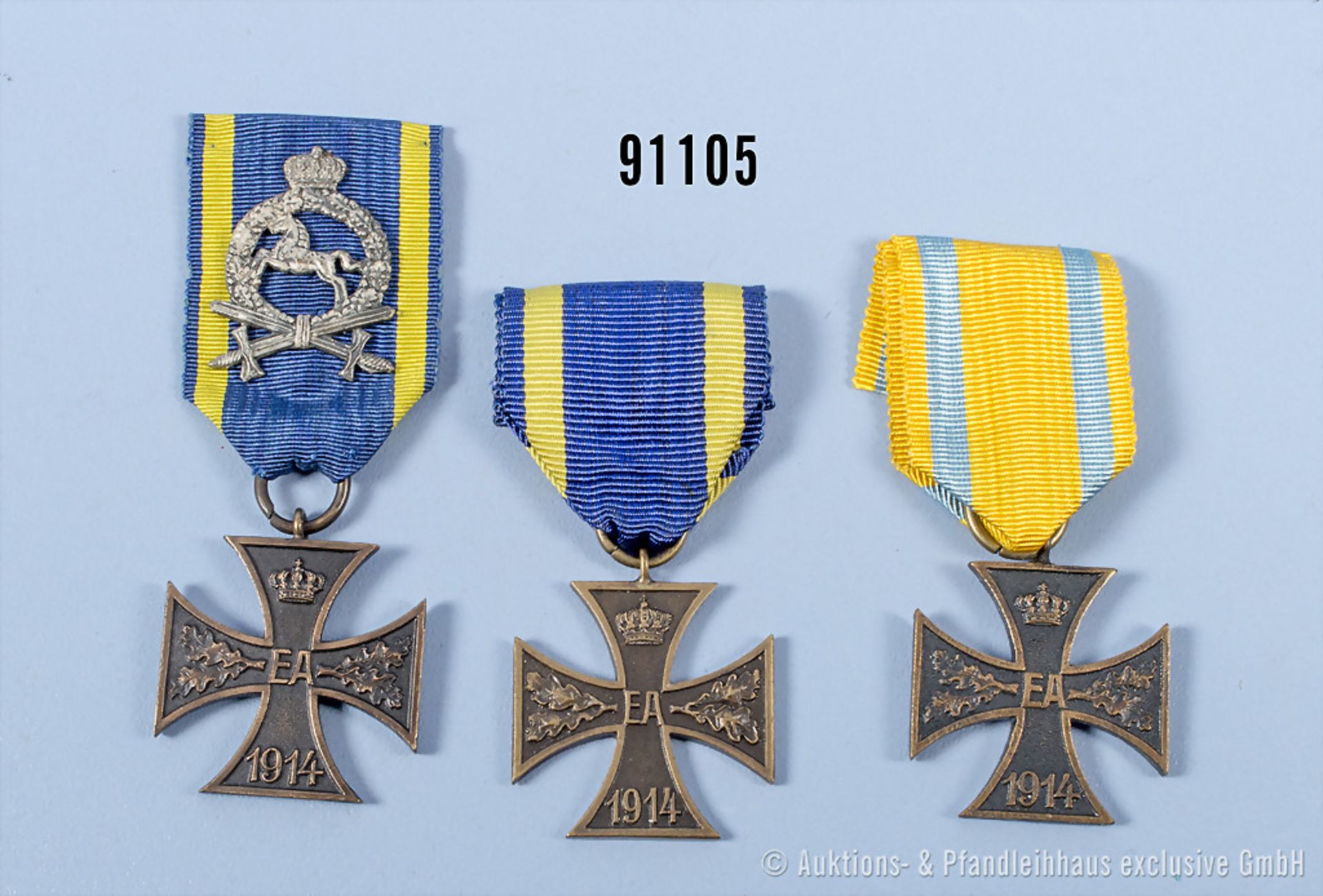 Konv. Braunschweig 3 Kriegsverdienstkreuze 2. Klasse, 1 x mit Bewährungsabzeichen, guter ...