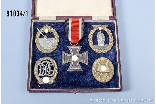 Ordensnachlass der Kriegsmarine, EK 2 1939, Marine-Artillerieabzeichen, Zinkausf., ... - Bild 1 aus 2