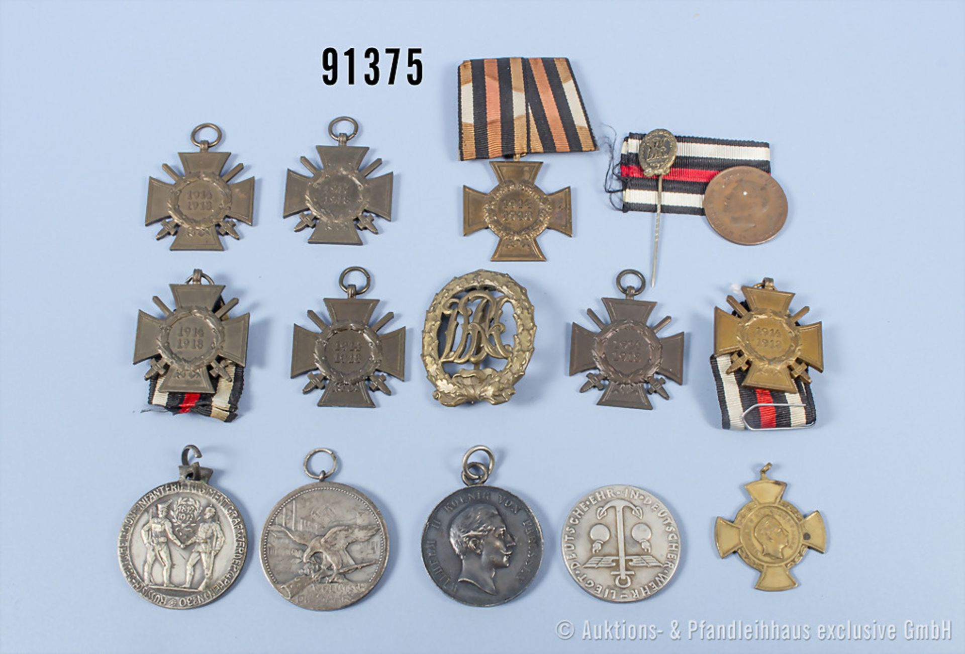 Konv. 6 EKF, EKT an der Einzelspange, 2 Schützen-Medaillen (Preußen und Saar), ...