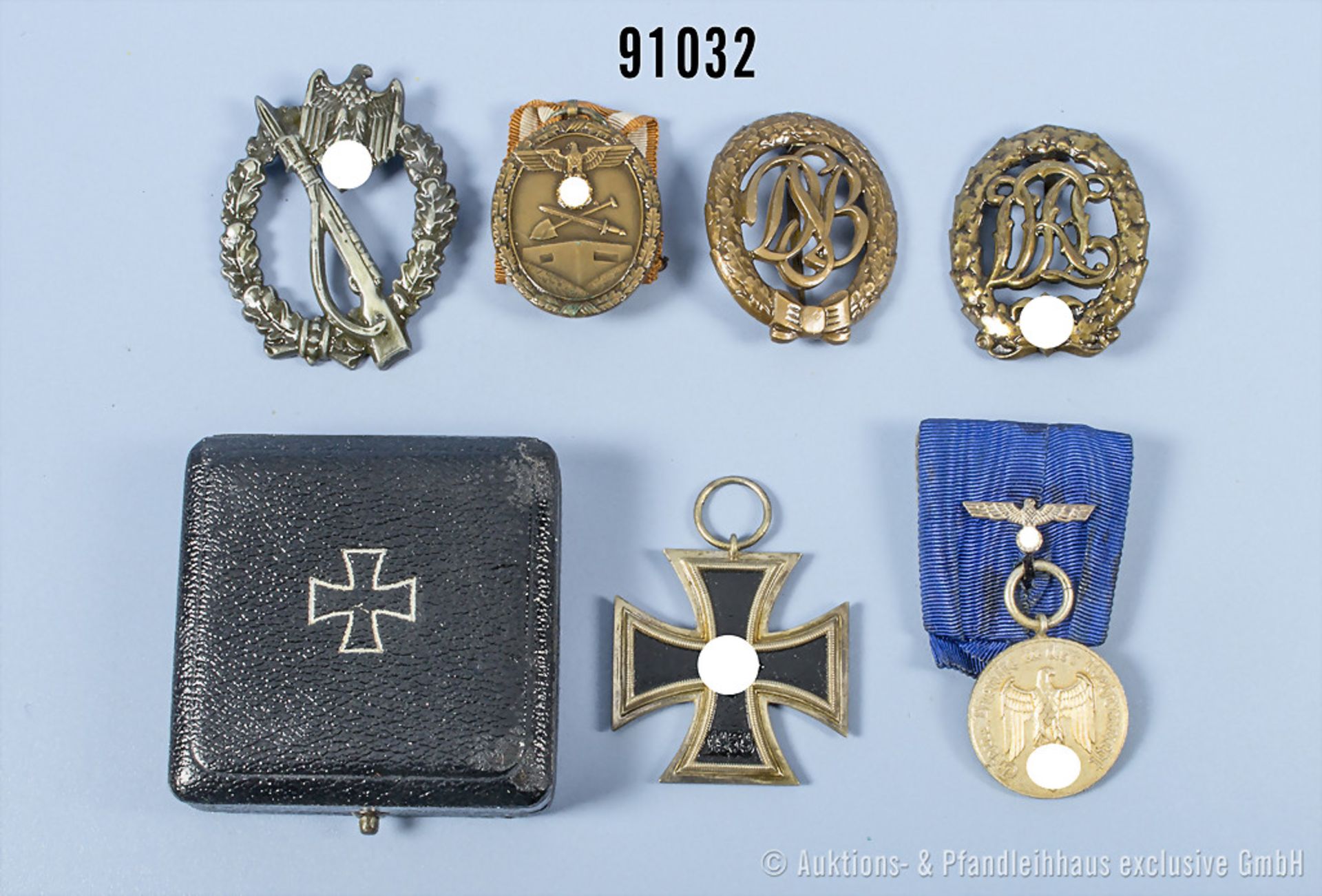 Konv. EK 2 1939, Sportabzeichen in Bronze, die Nadel fehlt, Schutzwall-Ehrenzeichen, ...