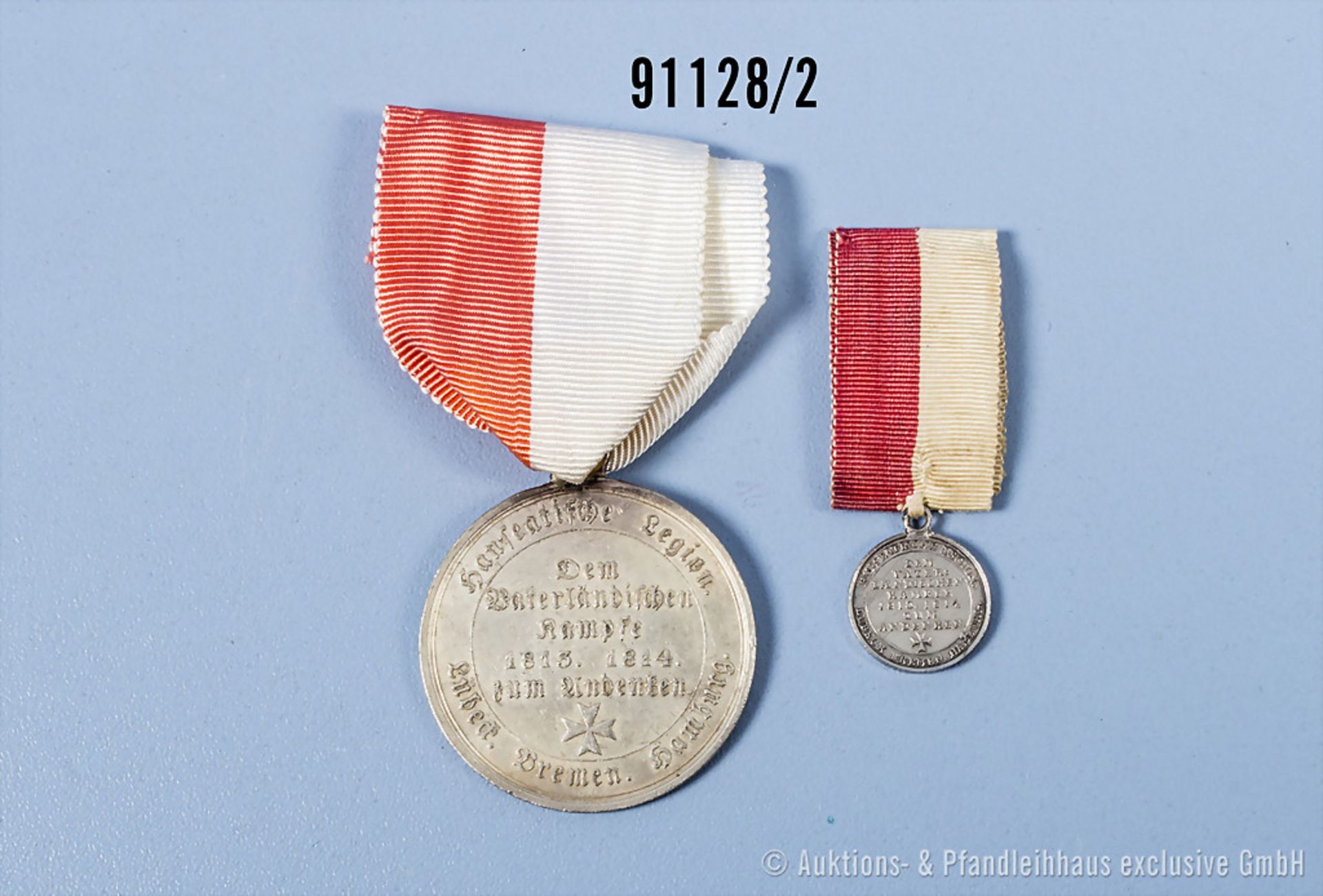 Freie Hansestädte silberne Medaille der Hanseatischen Legion, mit dazugehöriger ... - Image 2 of 2