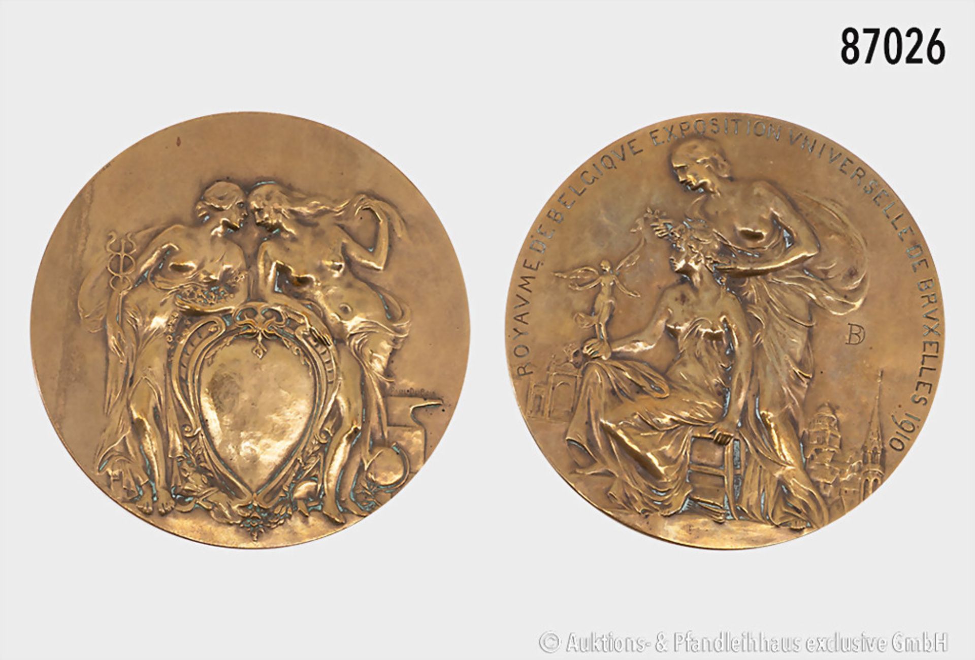 Belgien, Medaille auf die Weltausstellung 1910 in Brüssel, 70 mm, sehr schön-fast ...