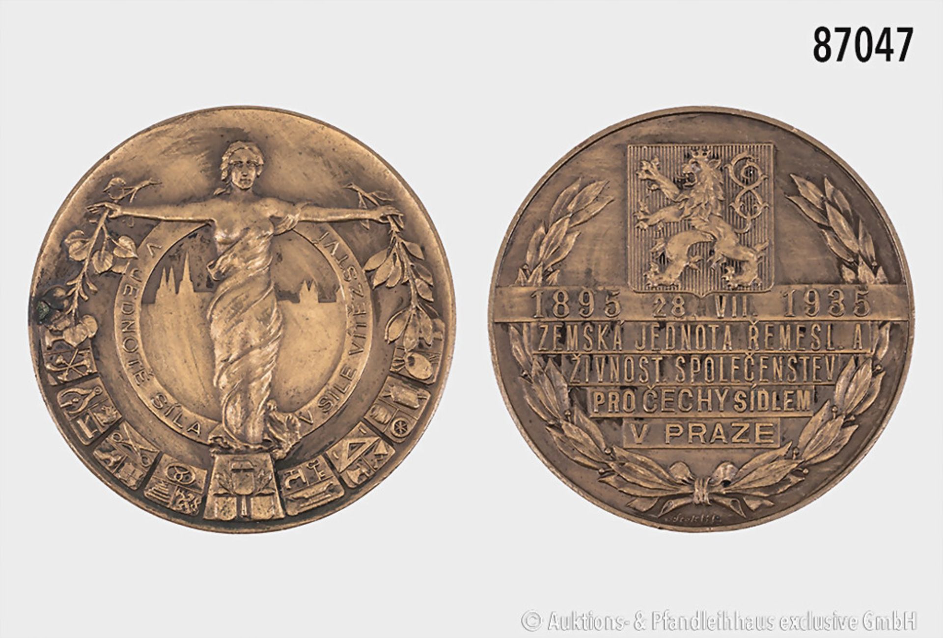 Tschechoslowakei, Medaille 1935, von J. Stehlik, Prag, Landesverband der Handwerker- und ...