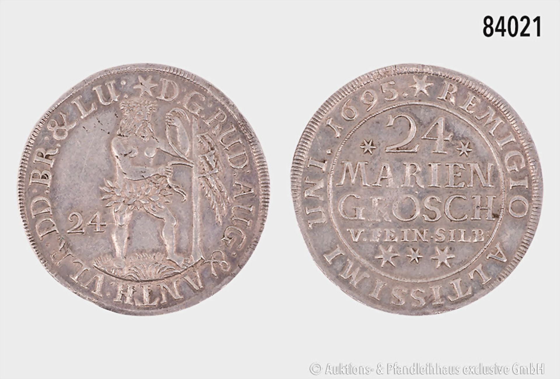 Braunschweig-Lüneburg, 24 Mariengroschen 1695, Wilder Mann, 12,99 g, 36 mm, Dav. 414, ...