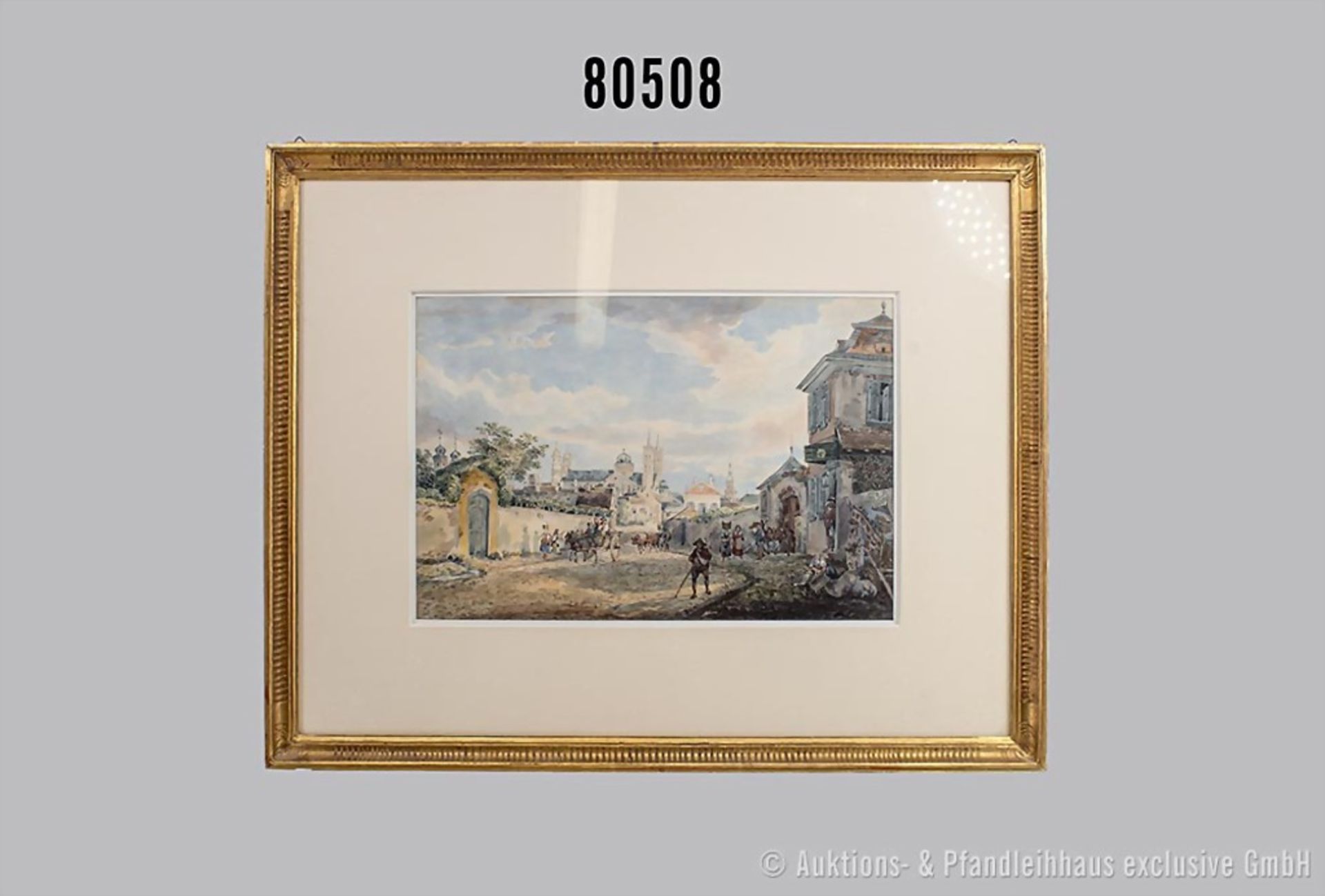 Müller, Joseph Adolph ( geboren 1811 in Düsseldorf ) Worms vom Speier Thor aus, Aquarell ...