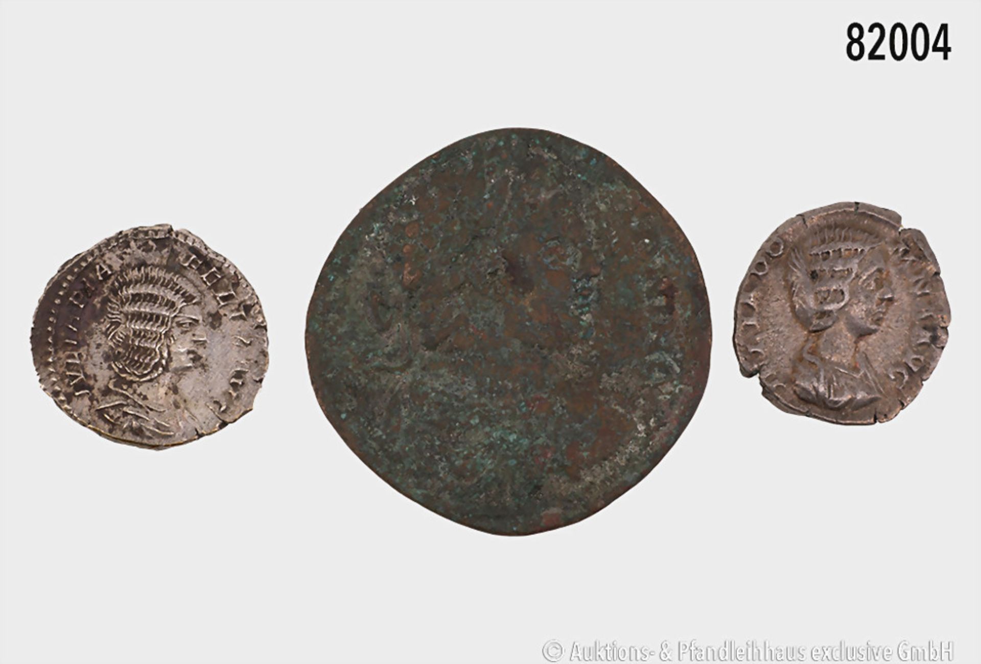 Konv. 2 Denare der Julia Domna und 1 Lokalbronze des Caracalla aus Amasia, sehr schön, ...