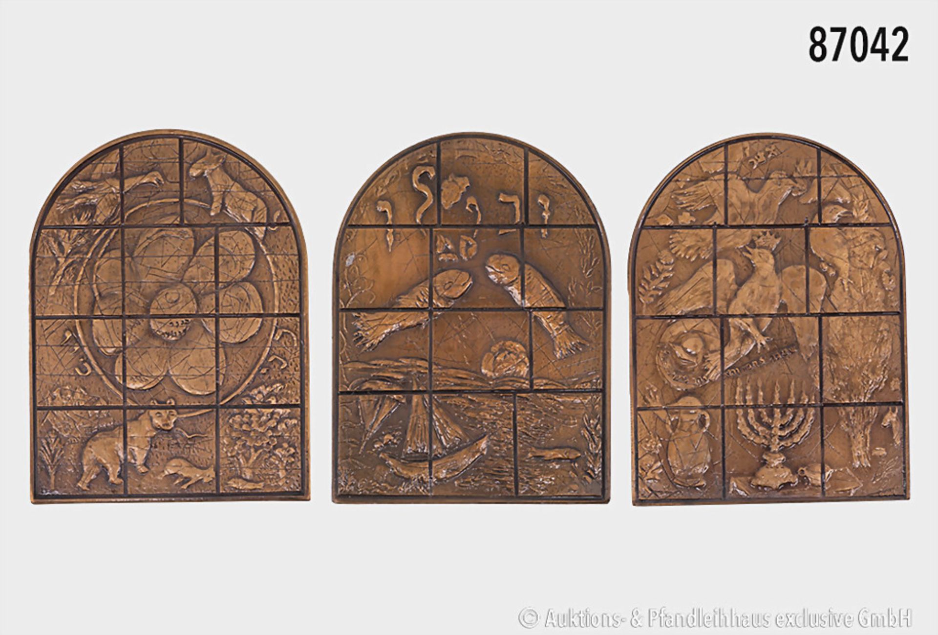 Set von 12 Bronze-Medaillen, nach dem Vorbild der Fenster von Marc Chagall im Hadassah ... - Bild 5 aus 8