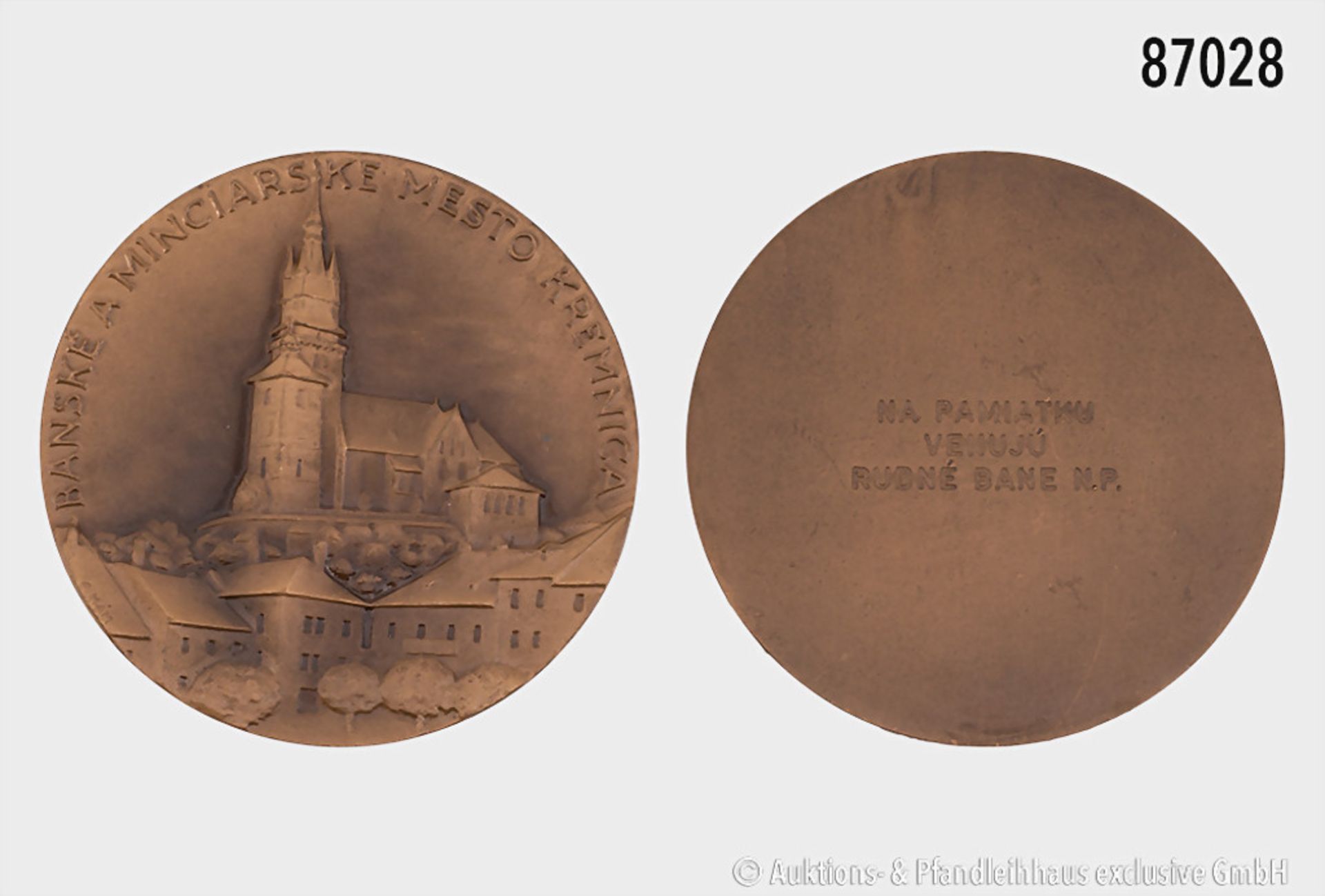 Tschechien, Medaille o. J., auf Kremnitz, Stadtansicht, in original Etui, Etui schließt ...