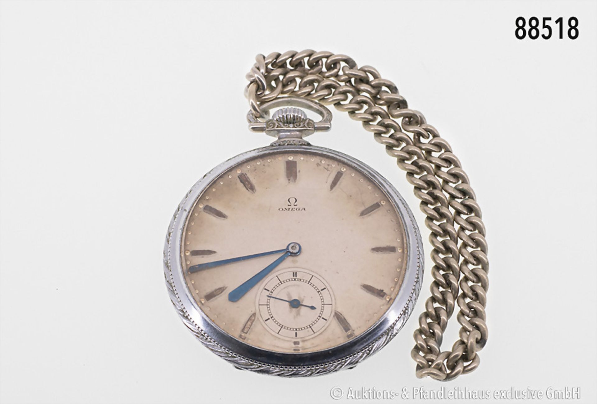 Omega Taschenuhr, Metall, ca. 1930er Jahre, 7830916, D ca. 48 mm, Uhr läuft an, guter ...