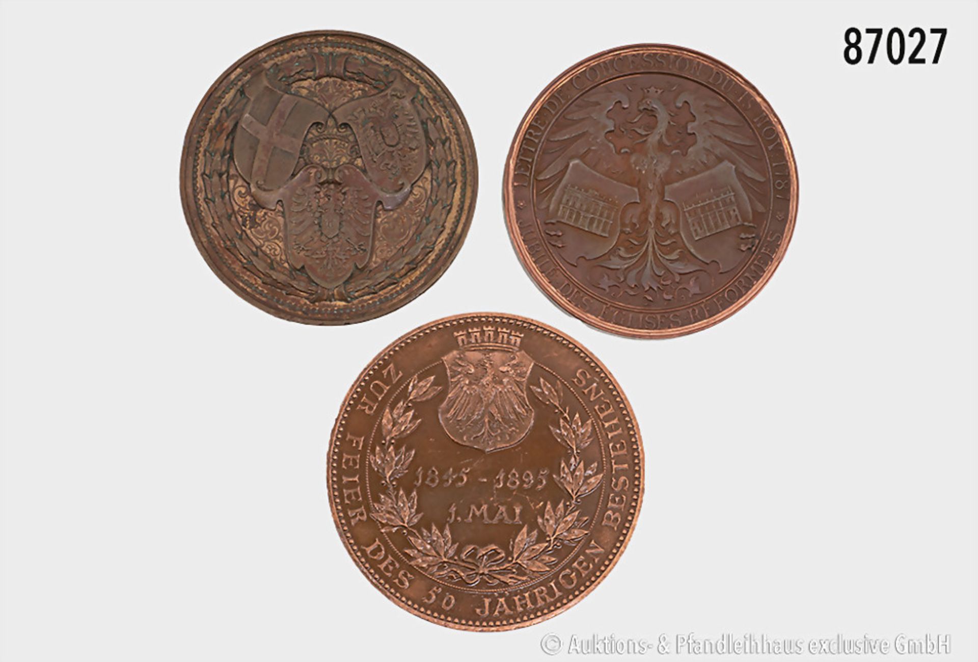 Konv. 3 Medaillen, dabei Frankfurt/Main, Medaille "Deutscher Phönix" (zaponiert), ... - Image 2 of 2