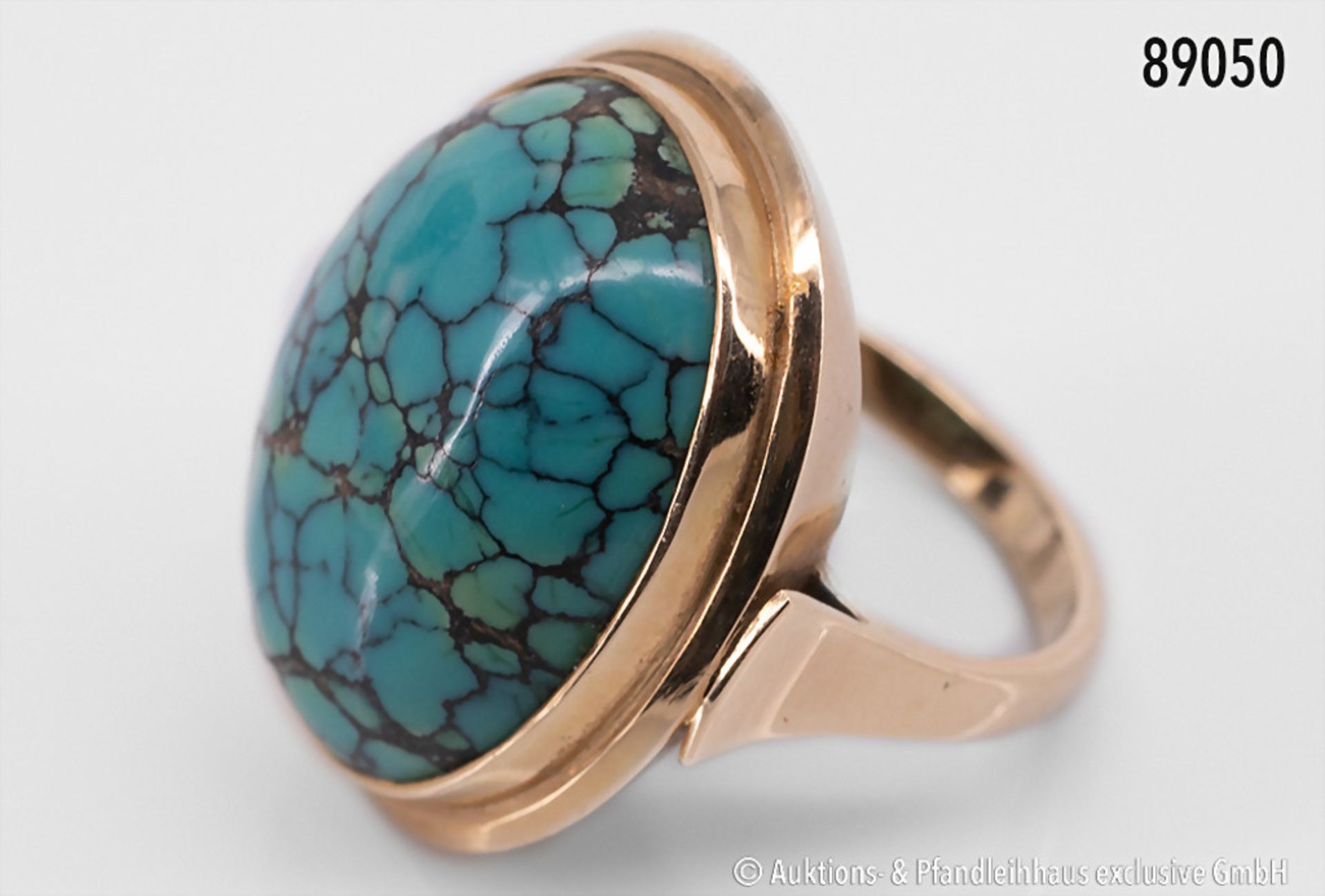 Ring, 585 Gelbgold, mit großem Türkis-Cabochon, Größe ca. 53, 9,48 ... - Image 2 of 2