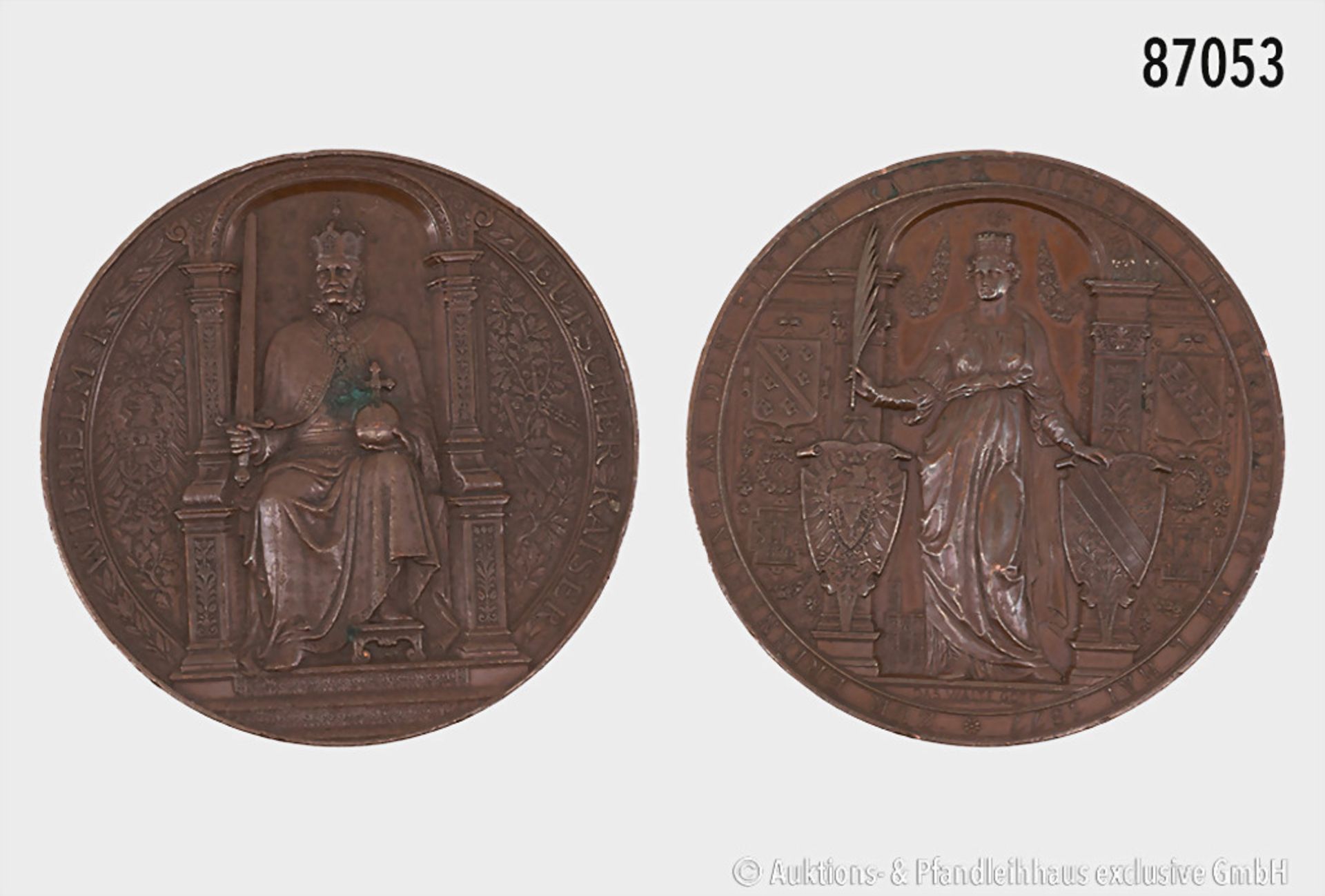 Deutsches Reich, große Bronzemedaille 1877, auf den Einzug Kaiser Wilhelms I. in ...
