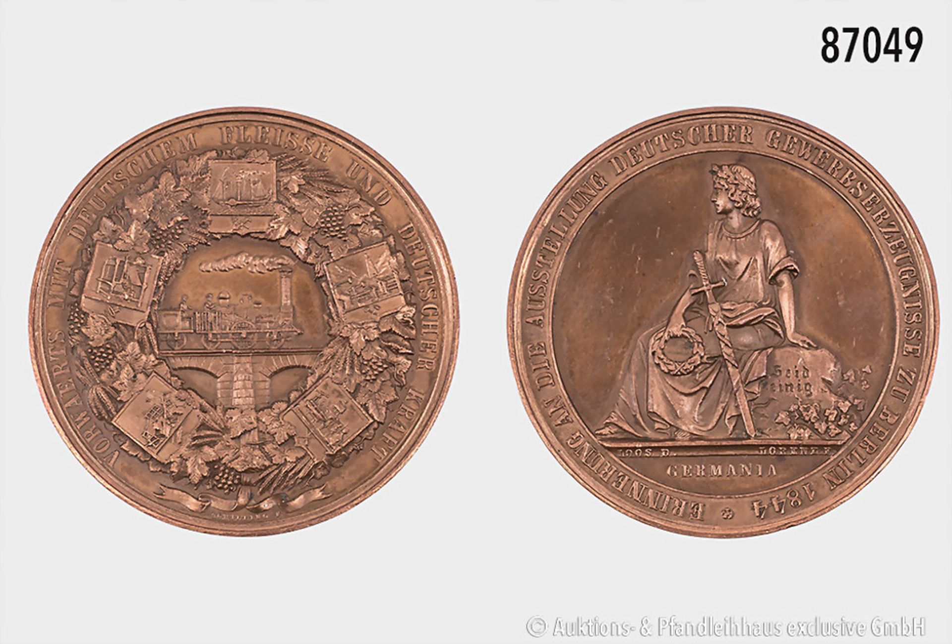 Preußen, Bronzemedaille 1844, von Schilling bei Loos/Lorenz, Gewerbeausstellung Berlin, ...