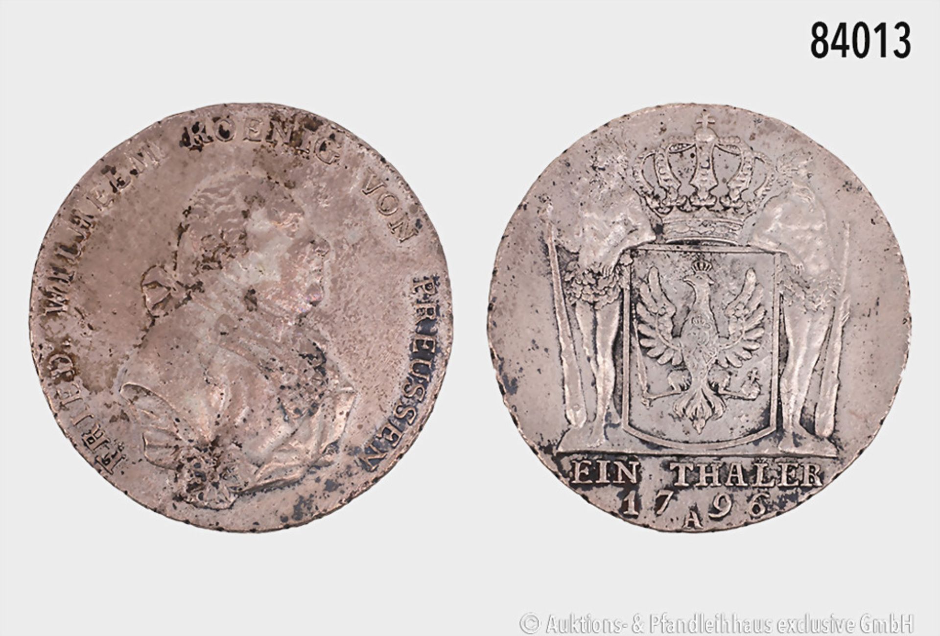 Brandenburg-Preußen, Friedrich Wilhelm II. (1786-1797), Taler 1796 A, 21,75 g, 37 mm, ...