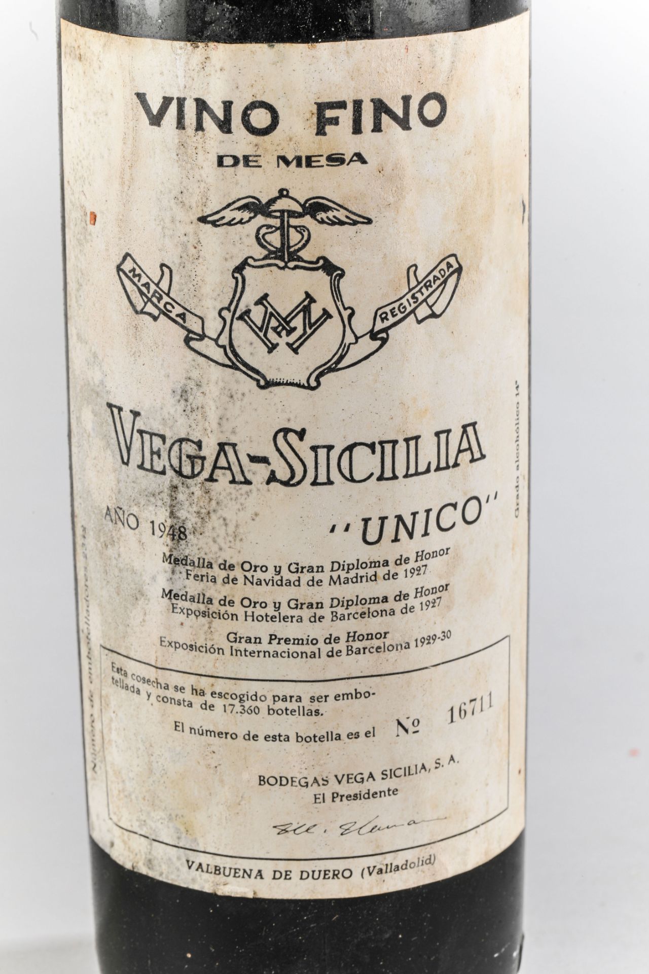 VEGA SICILIA UNICO.1948. Ribera del Duero. Bouteille N°16711 sur production de 17360 bouteilles. - Image 2 of 4