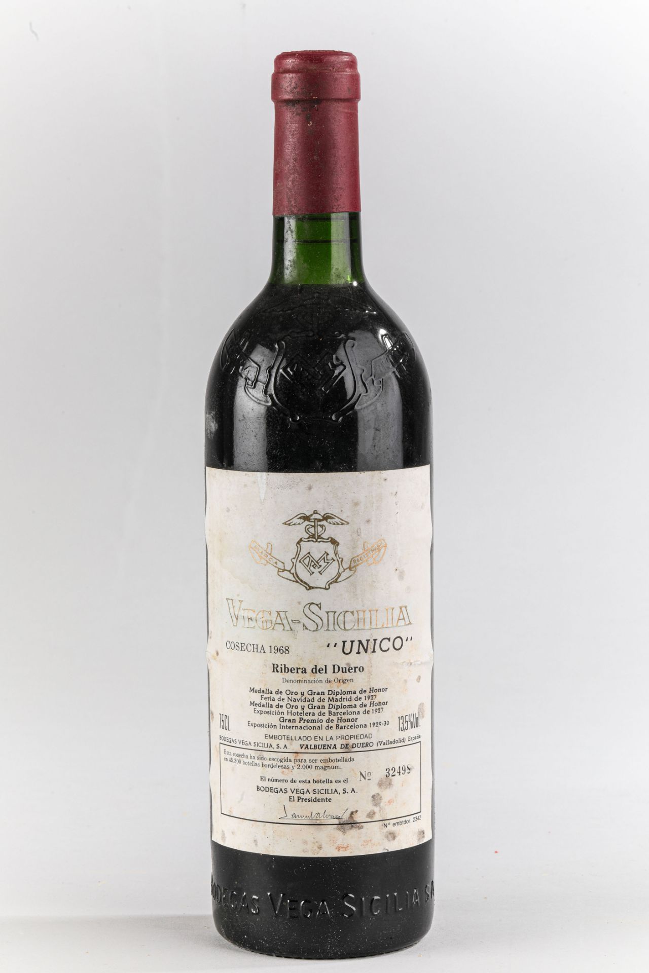 VEGA SICILIA UNICO. 1968. Ribera del Duero. Bouteille N°32498 sur production 45 300 bouteilles.